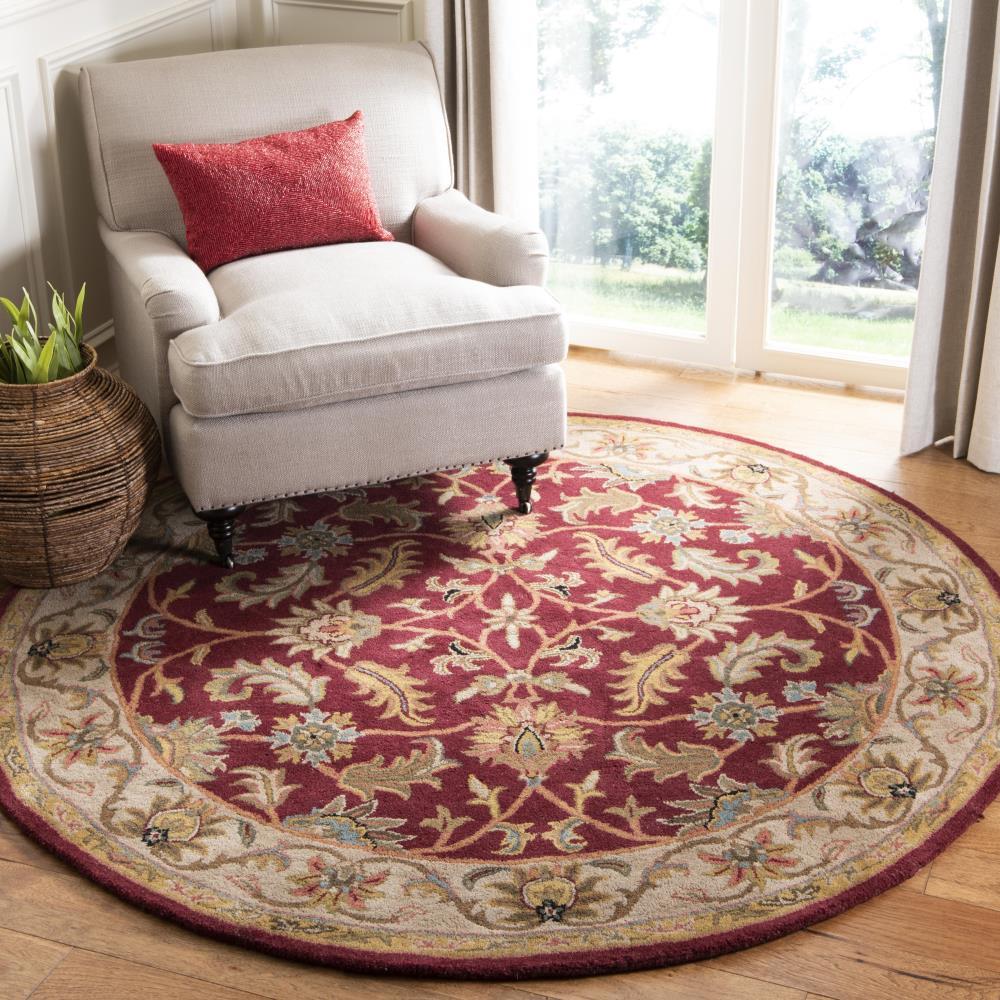 Heritage HG628 Hand Tufted Area Rug - Red/Ivory - 6' Round - Safavieh.