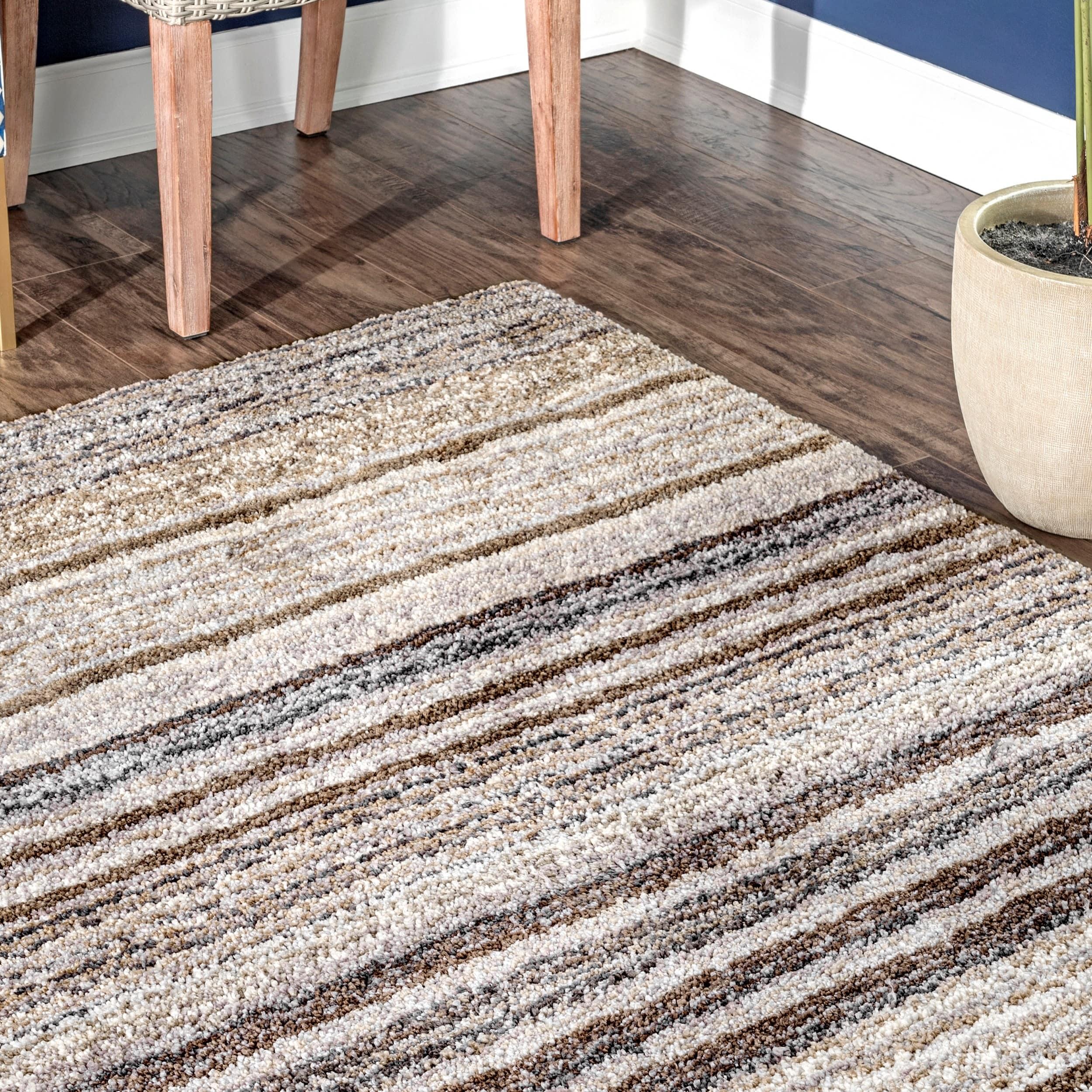 9'x12' Drey Ombre Shag Area Rug Beige/Brown - nuLOOM: Contemporary Tufted Medium Pile Indoor Rug
