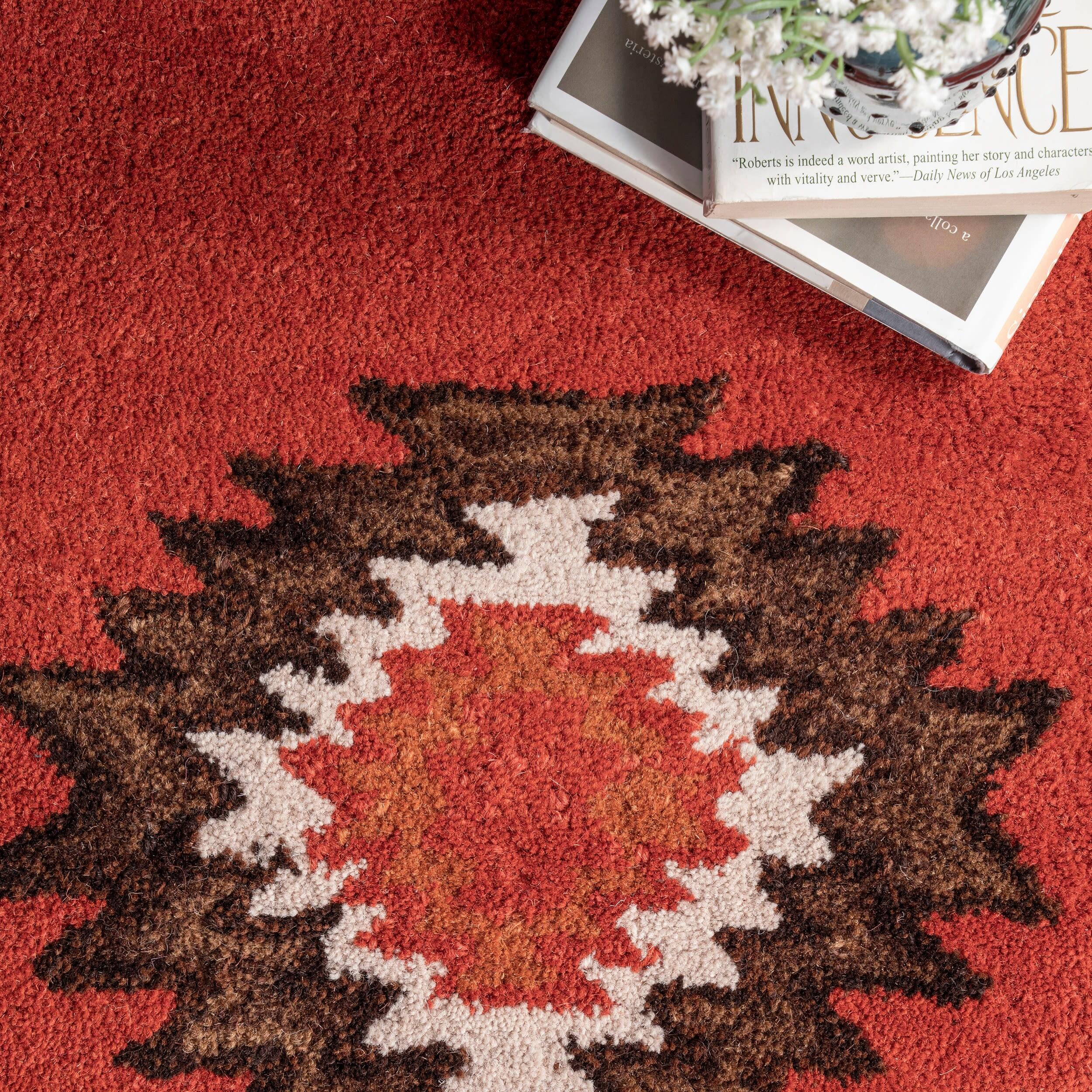 2'x3' Hand Tufted Shyla Accent Rug Orange - nuLOOM: Wool, Geometric, Bohemian, Medium Pile, Indoor Use