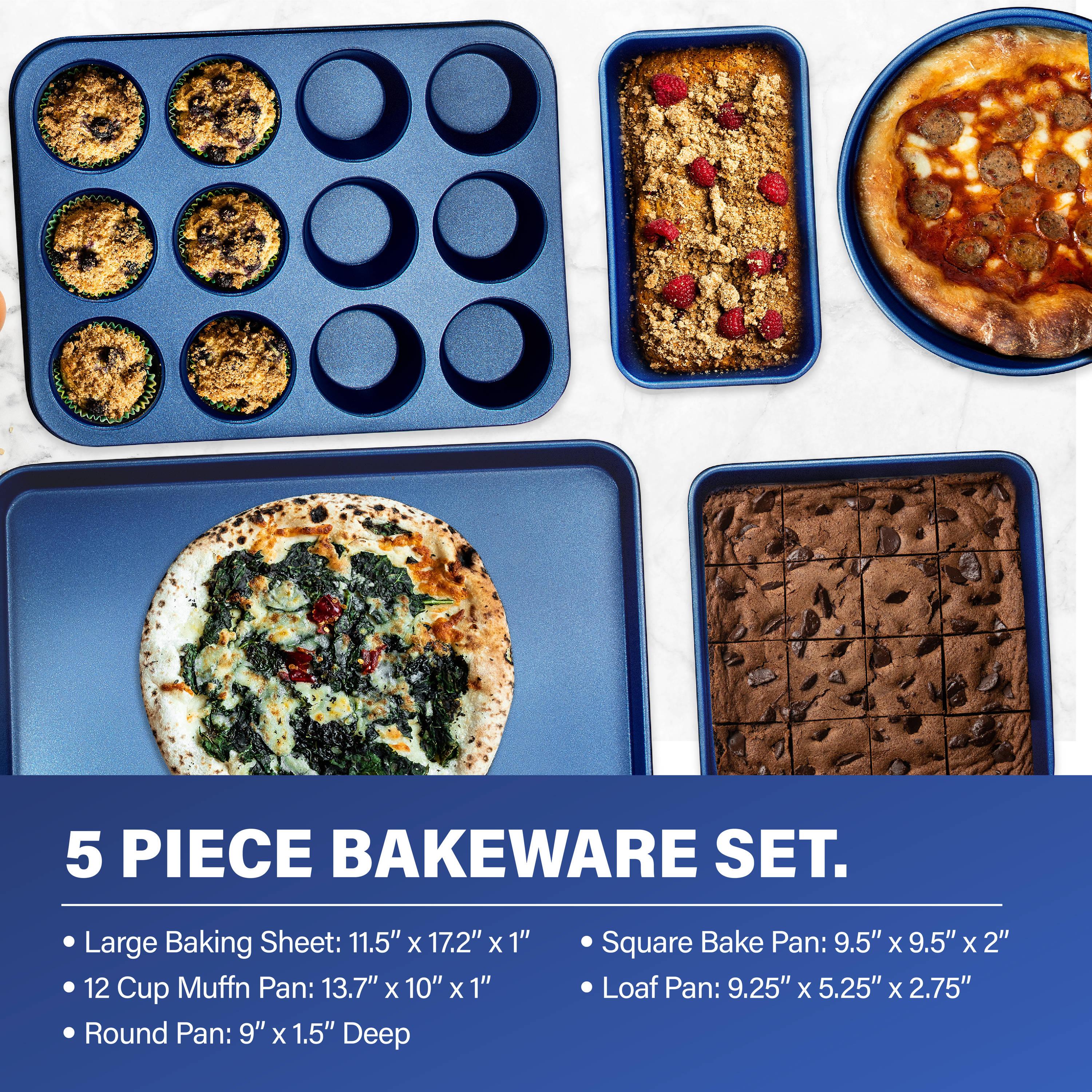Granitestone Blue 20 Piece Aluminum Non Stick Cookware & Bakeware Set with Ultra Nonstick Surface, Oven & Dishwasher Safe