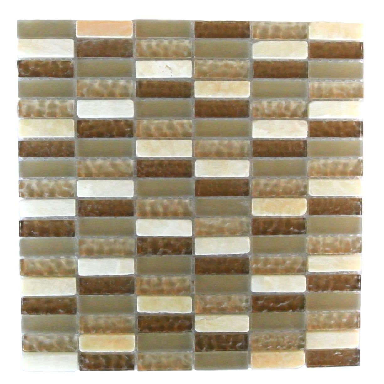 Quartz 0.63" x 2" Natural Stone/Glass Brick Joint Mosaic Wall & Floor Tile