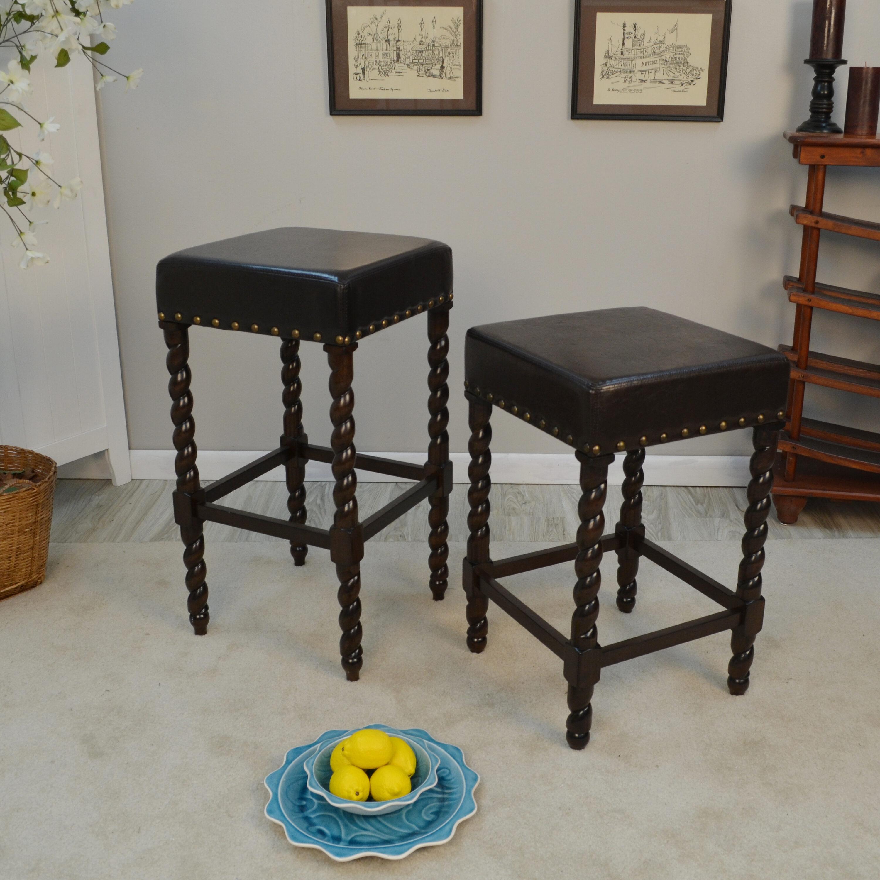 Carolina Living 24" Cadmus Counter Height Barstool Espresso and Table: Upholstered Vinyl, MDF Legs, Foam Fill