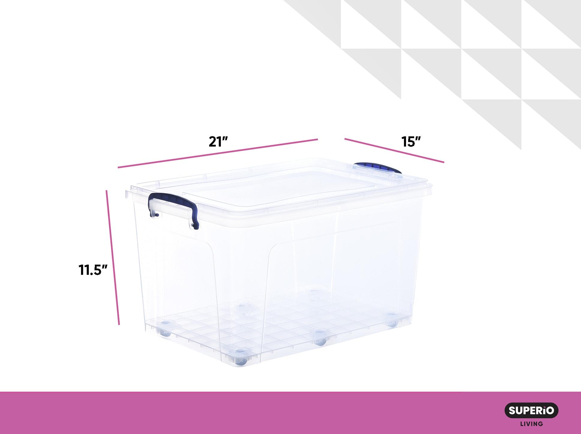 Clear Plastic Stackable Storage Box with Snap Lid, 44 Quart
