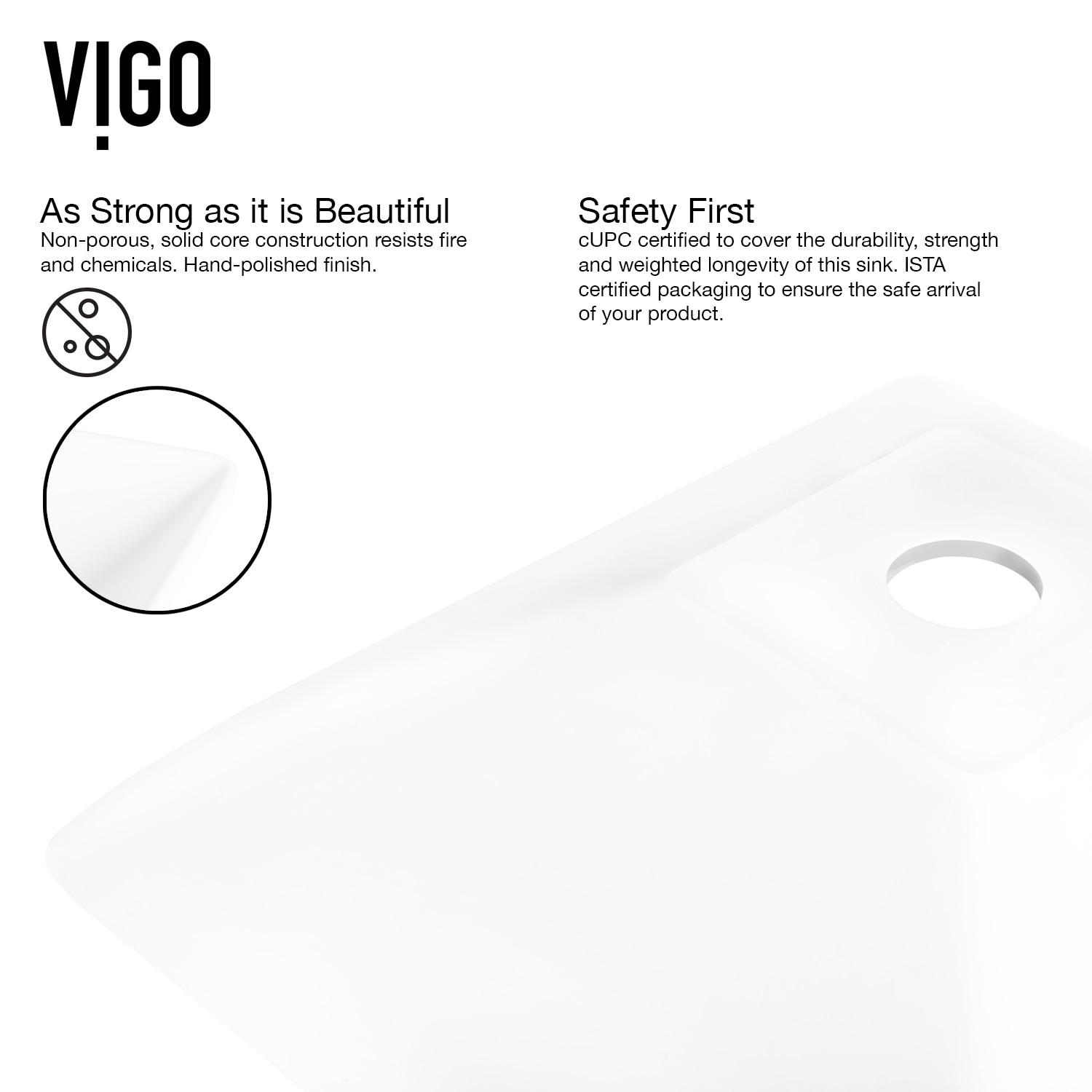 VIGO VG04004 Hibiscus 16" L x 16" W x 5" HMatte Stone White Handmade Square Vessel Bathroom Sink