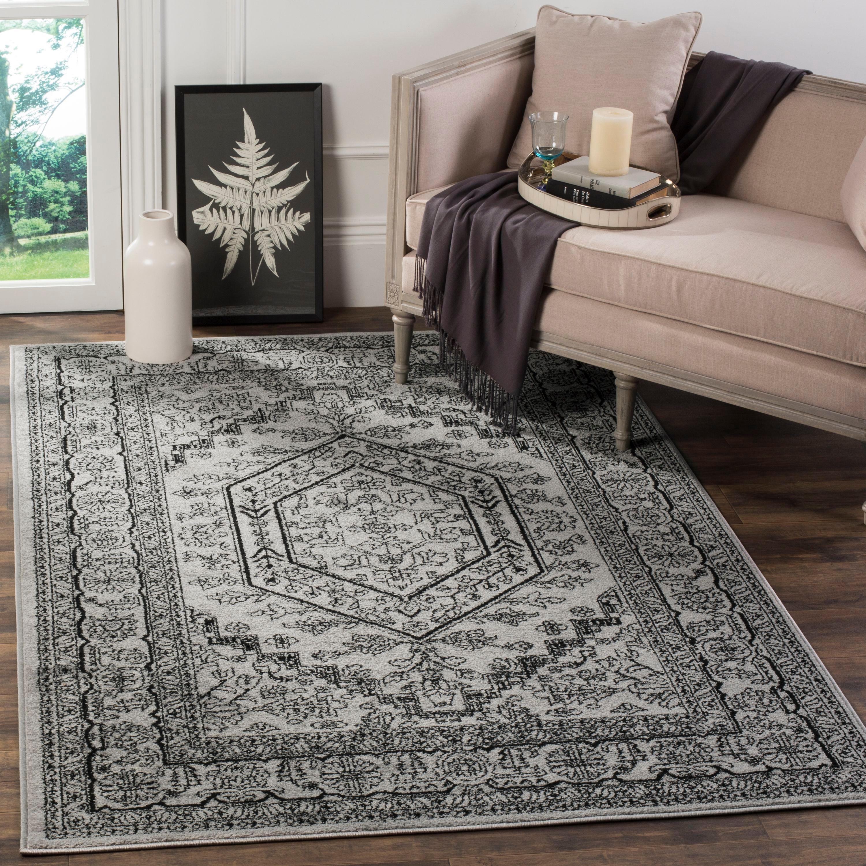 SAFAVIEH Adirondack Xavier Traditional Area Rug, Silver/Black, 9' x 12'