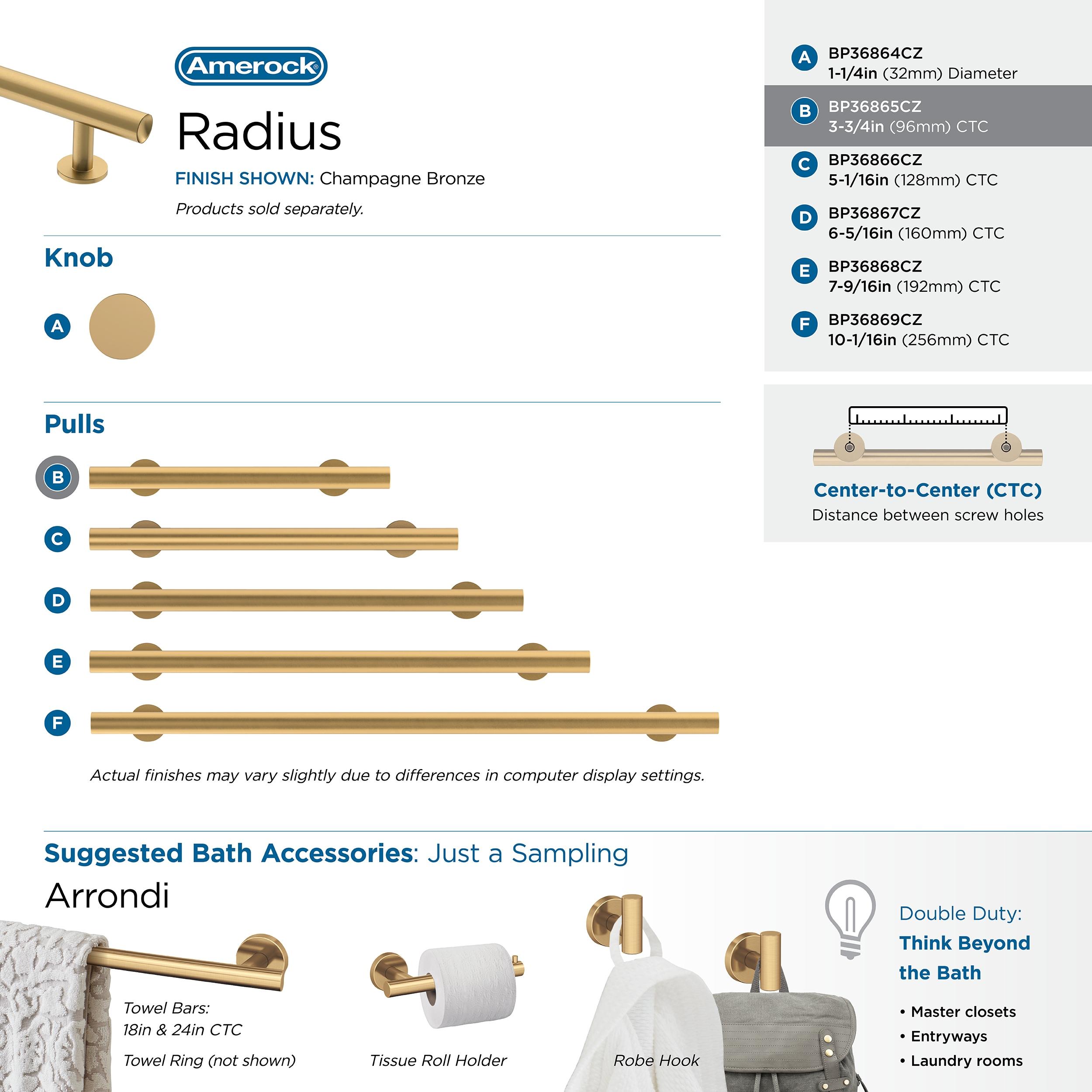 Amerock Radius 3-3/4 inch (96mm) Center-to-Center Champagne Bronze Cabinet Pull