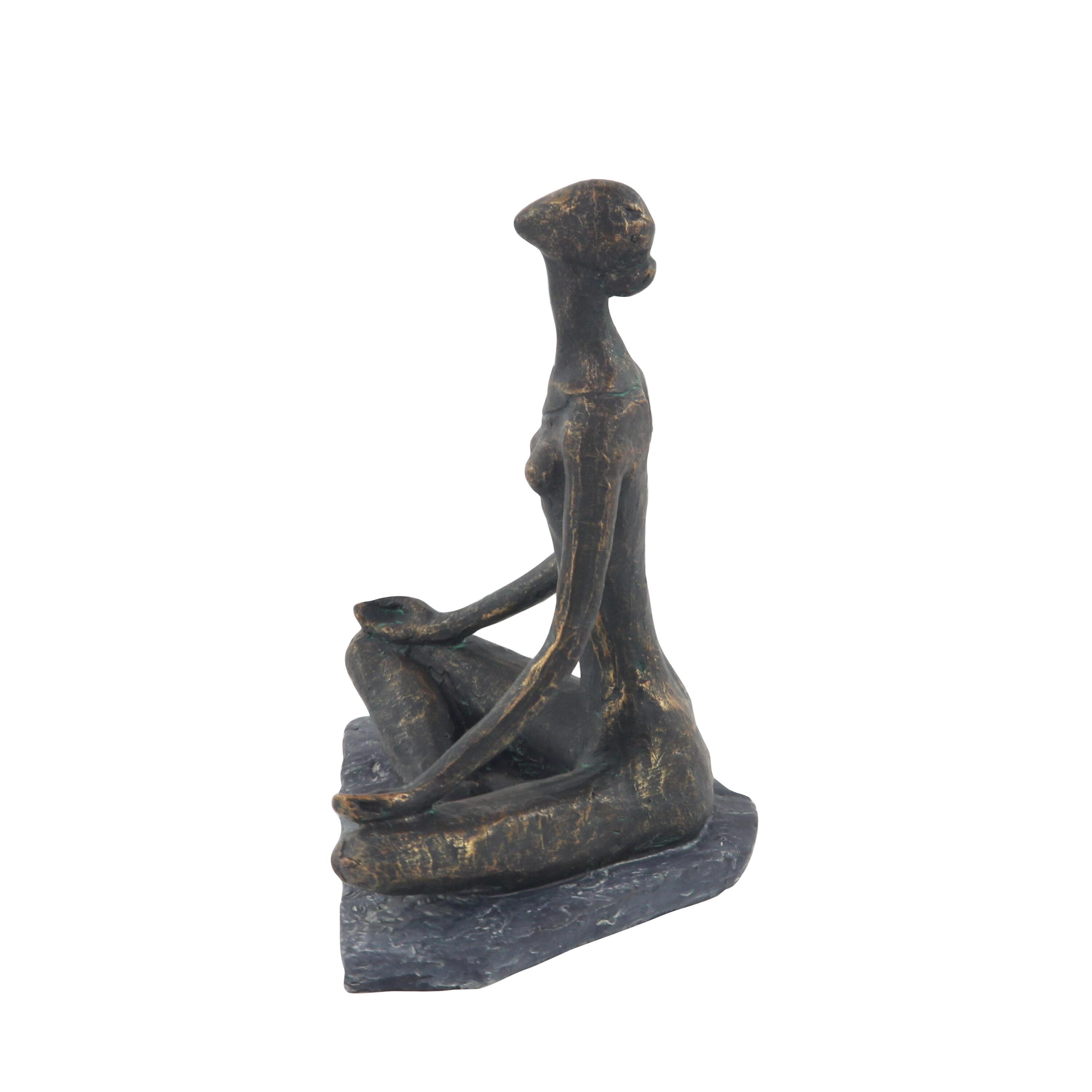 9" x 11" Black Polystone Yoga Sculpture, by DecMode