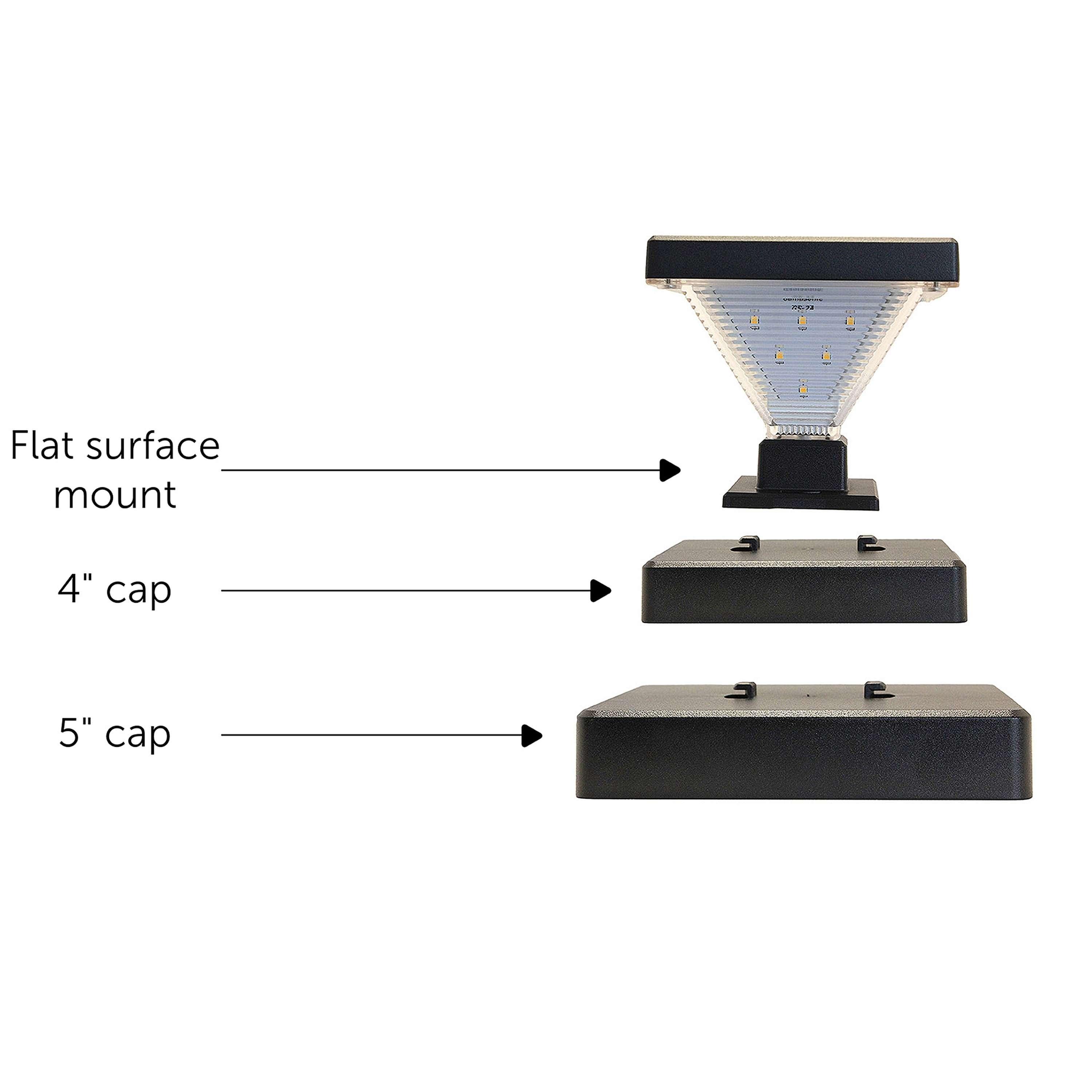 Luxor Black 4x4 and 5x5 Solar LED Deck Post Cap Light with Warm White and Hi/Lo Mode for Backyard and Wood Fence(2-Pack) (Set of 2)