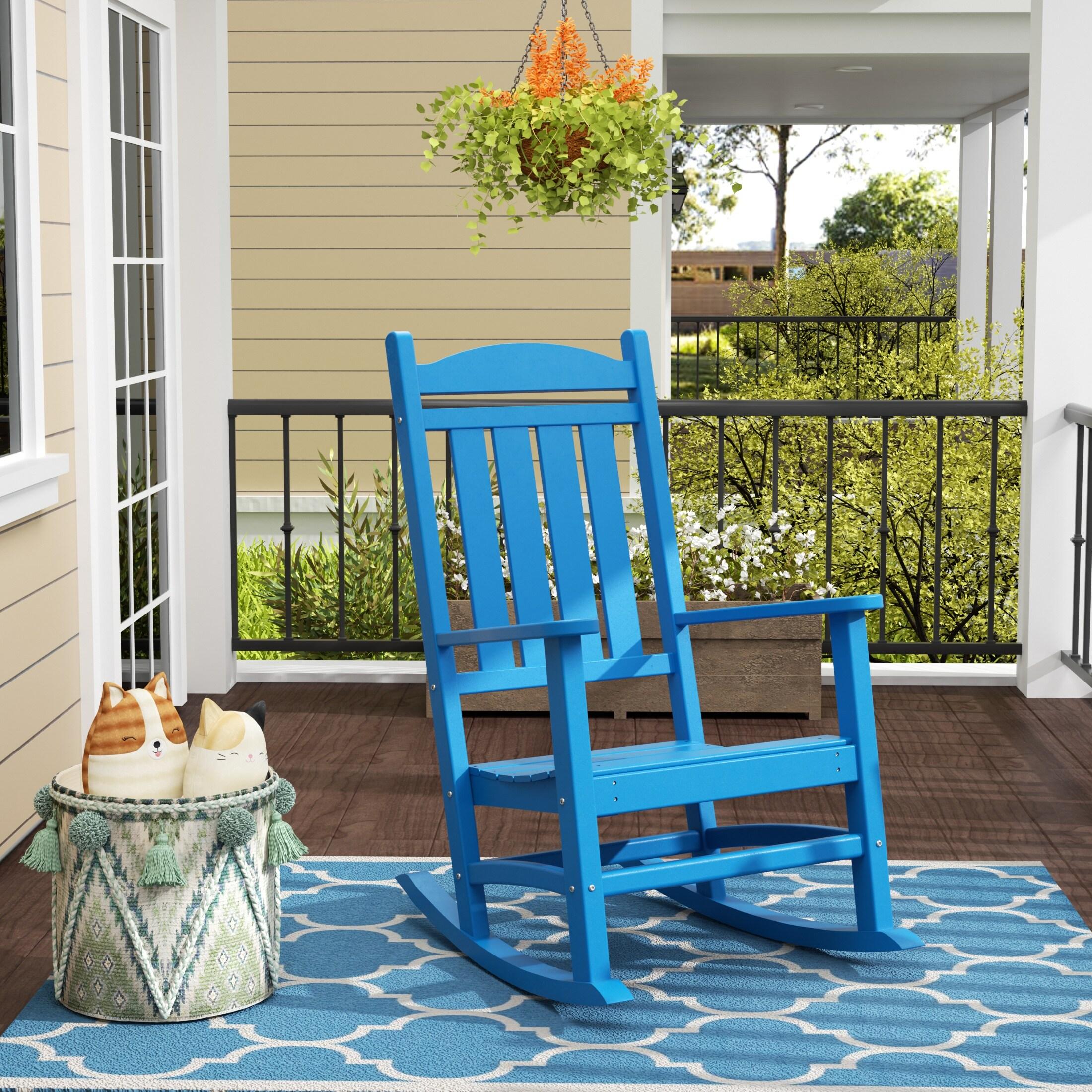 Polytrends  Laguna Hdpe All Weather Outdoor Patio Rocking Chair Pacific Blue