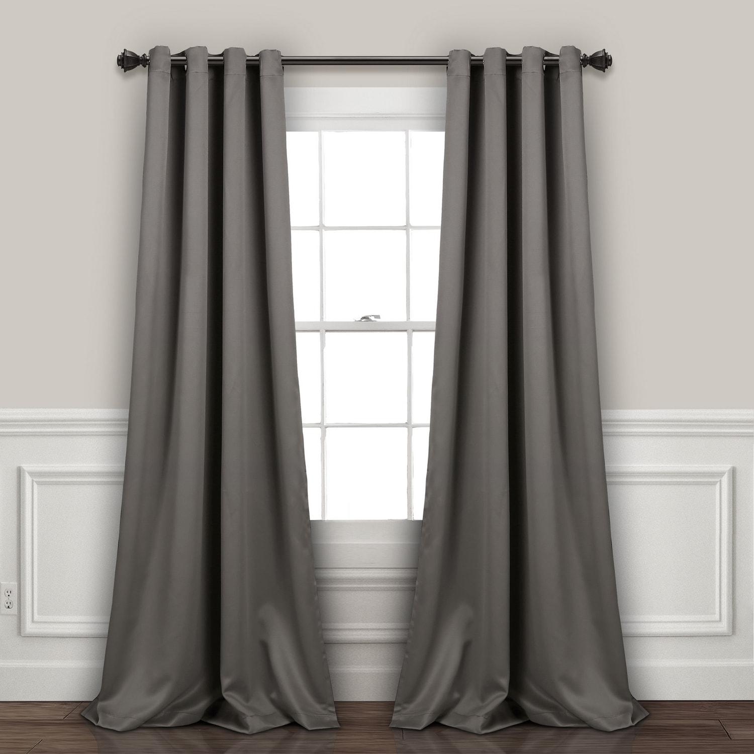 Extra Long Dark Gray Insulated Blackout Grommet Curtain Panels