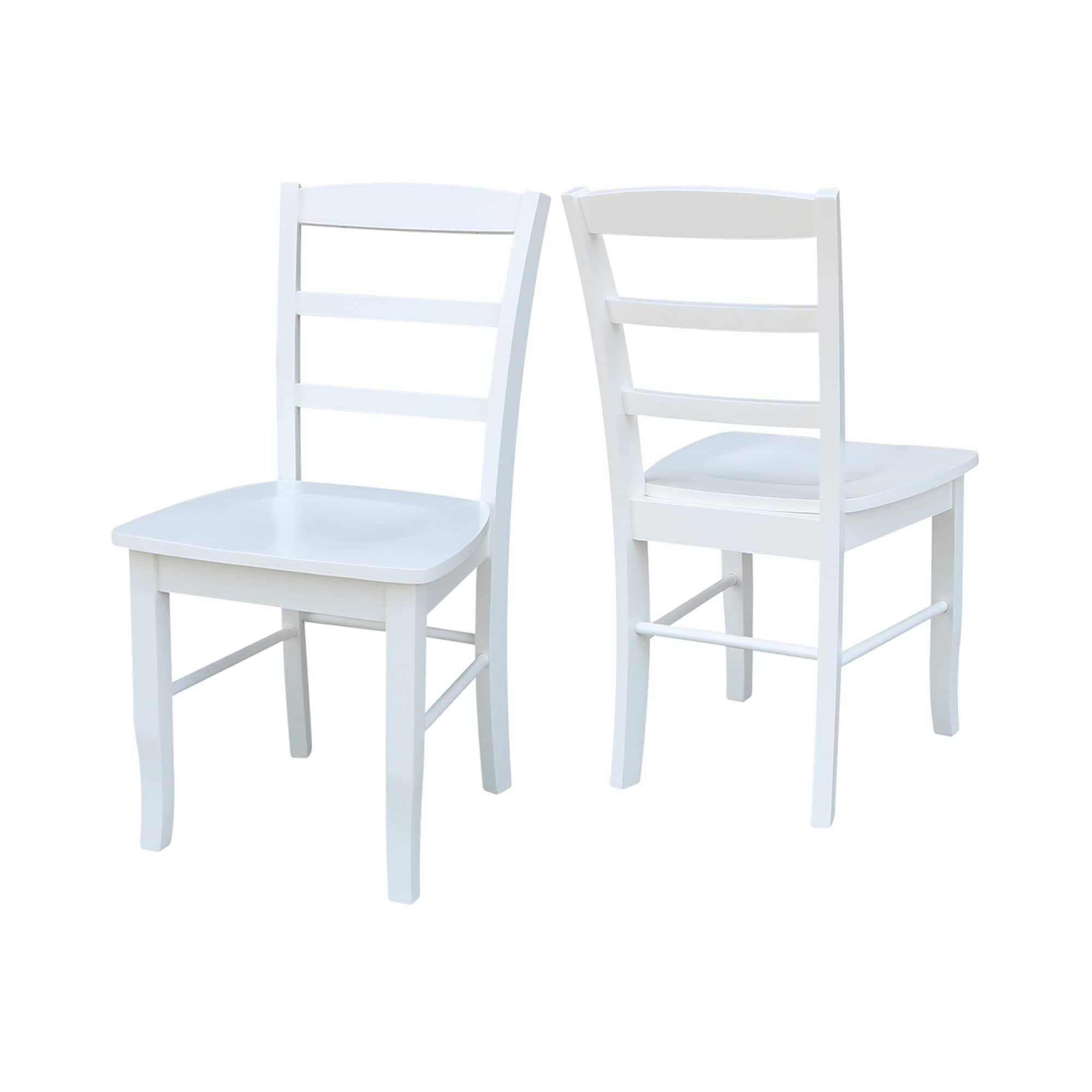 International Concepts Set of Two Madrid Solid Wood Ladderback Chairs in White