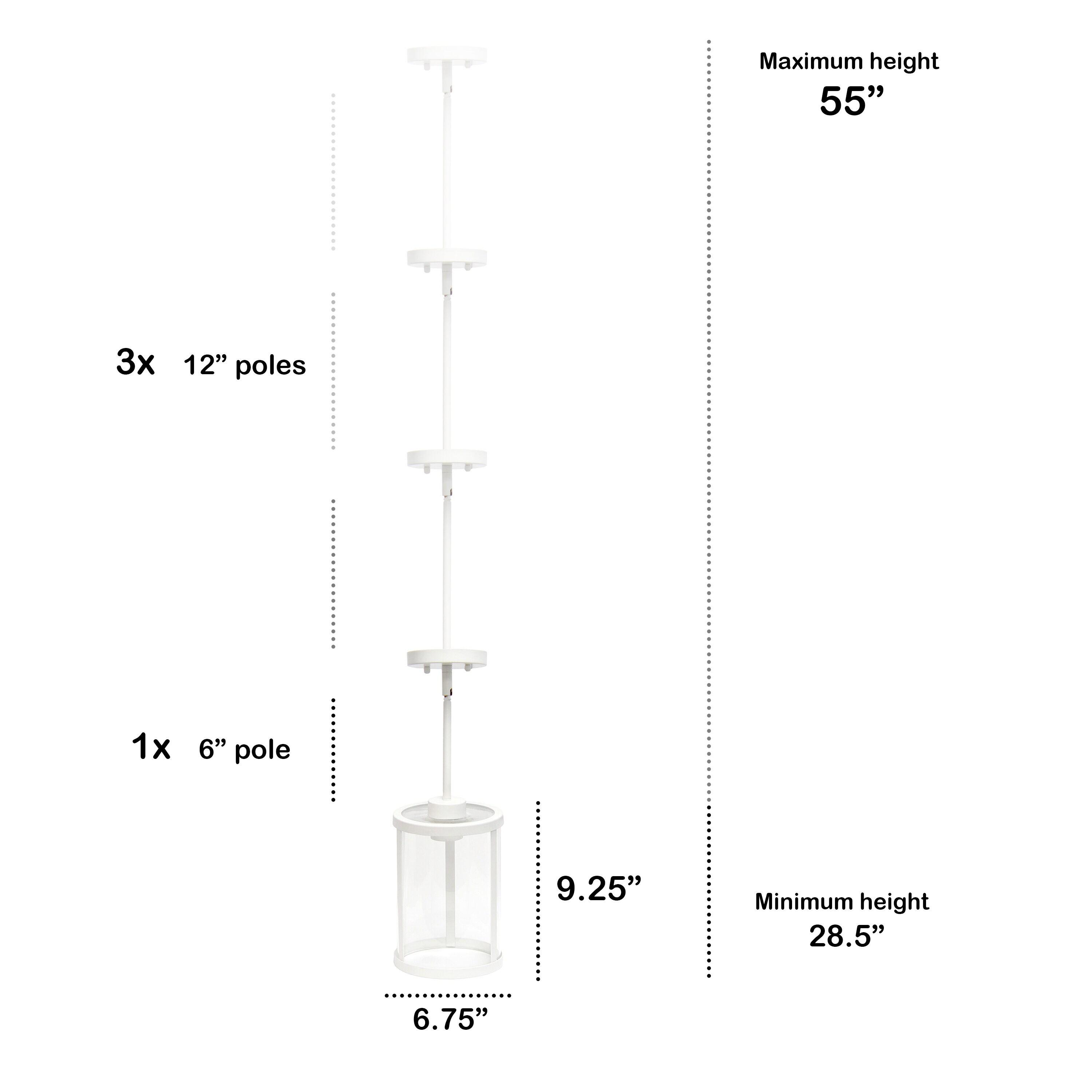 1-Light 9.25" Modern Farmhouse Adjustable Hanging Cylindrical Clear Glass Pendant Fixture with Metal Accent White - Lalia Home: UL Listed