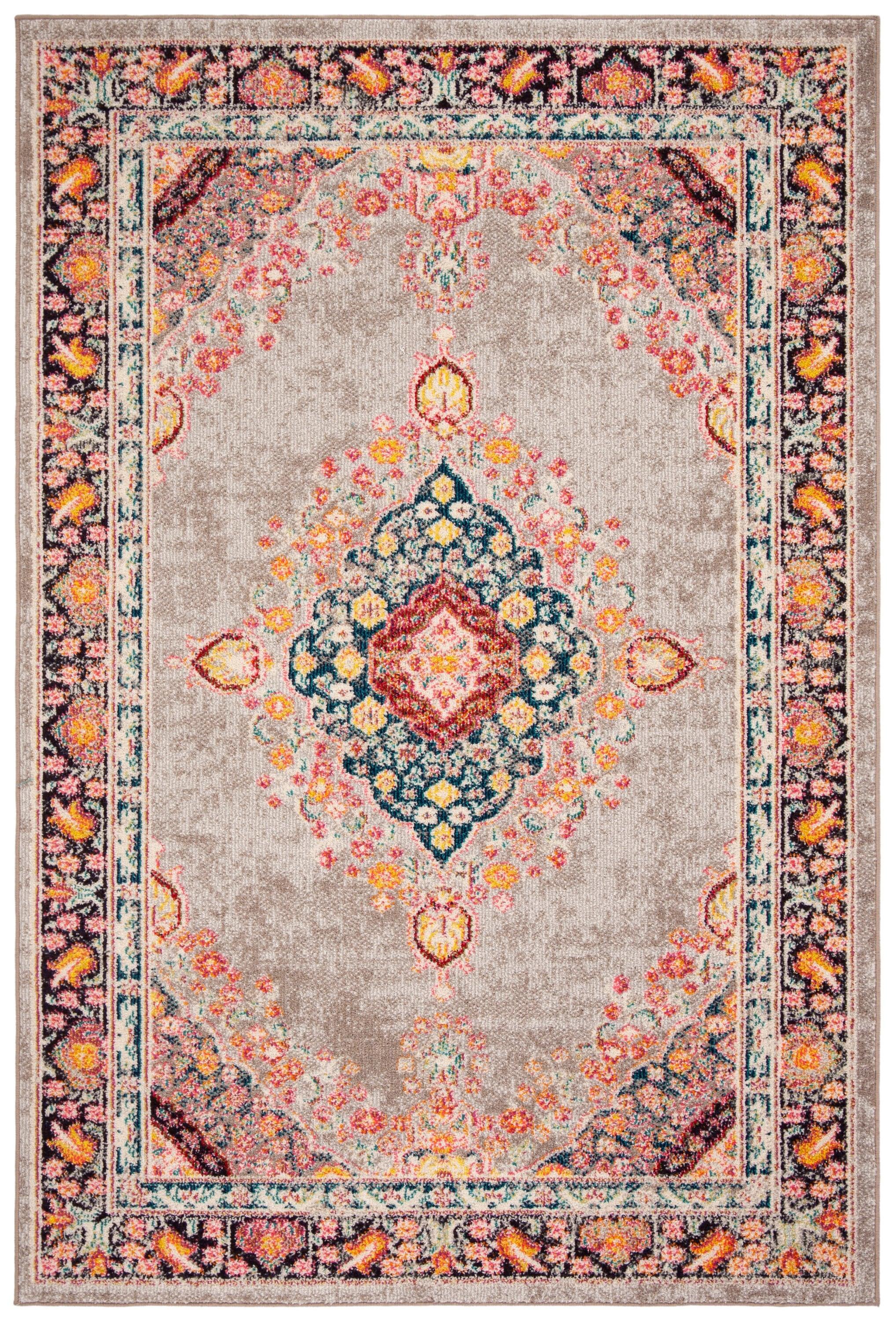 Madison 200 MAD252 Power Loomed Indoor Area Rug - Grey/Fuchsia - 4'x6' - Safavieh