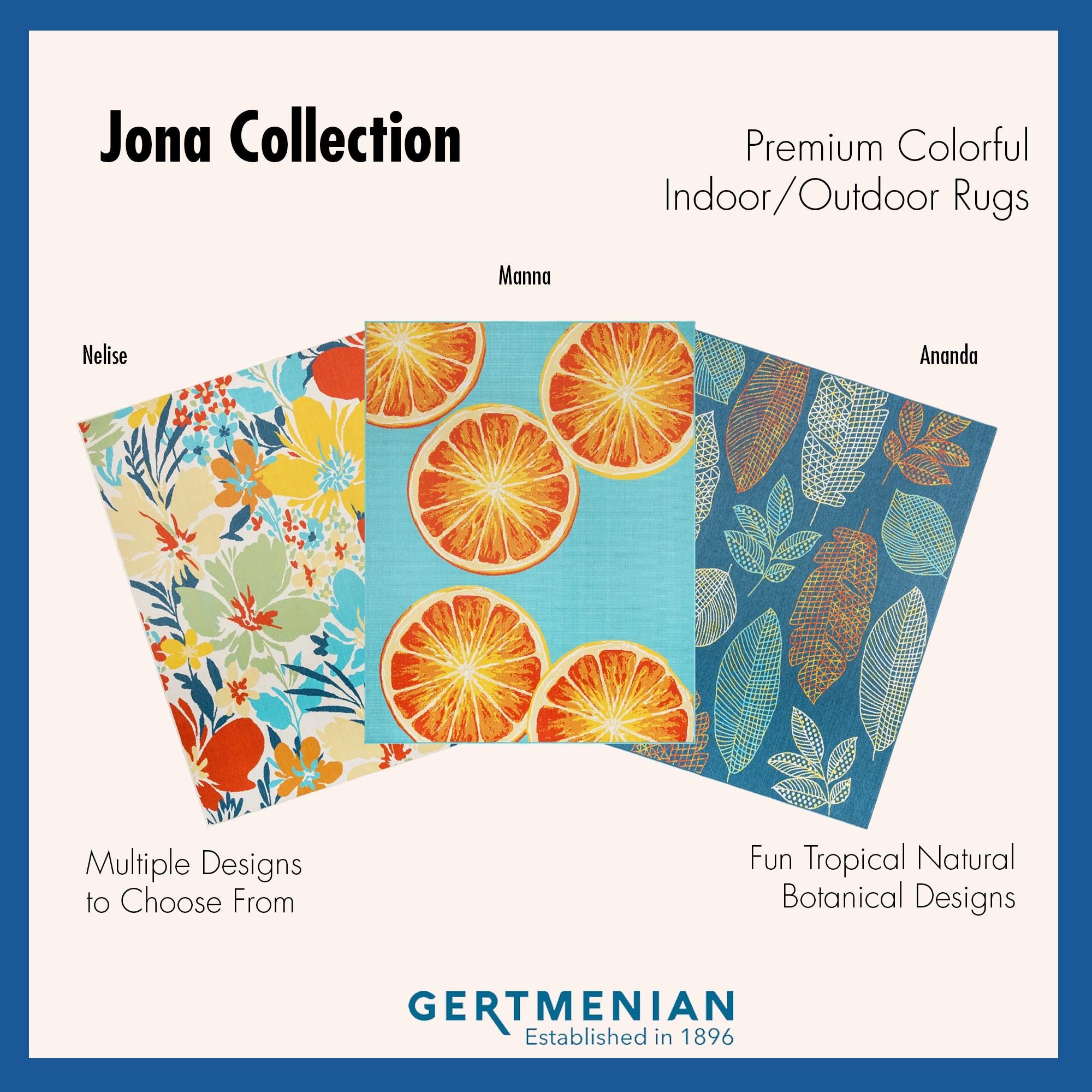 Gertmenian Jona Ananda Blue/Teal/Green Modern Tropical Leaf Indoor/Outdoor Flatweave Area Rug