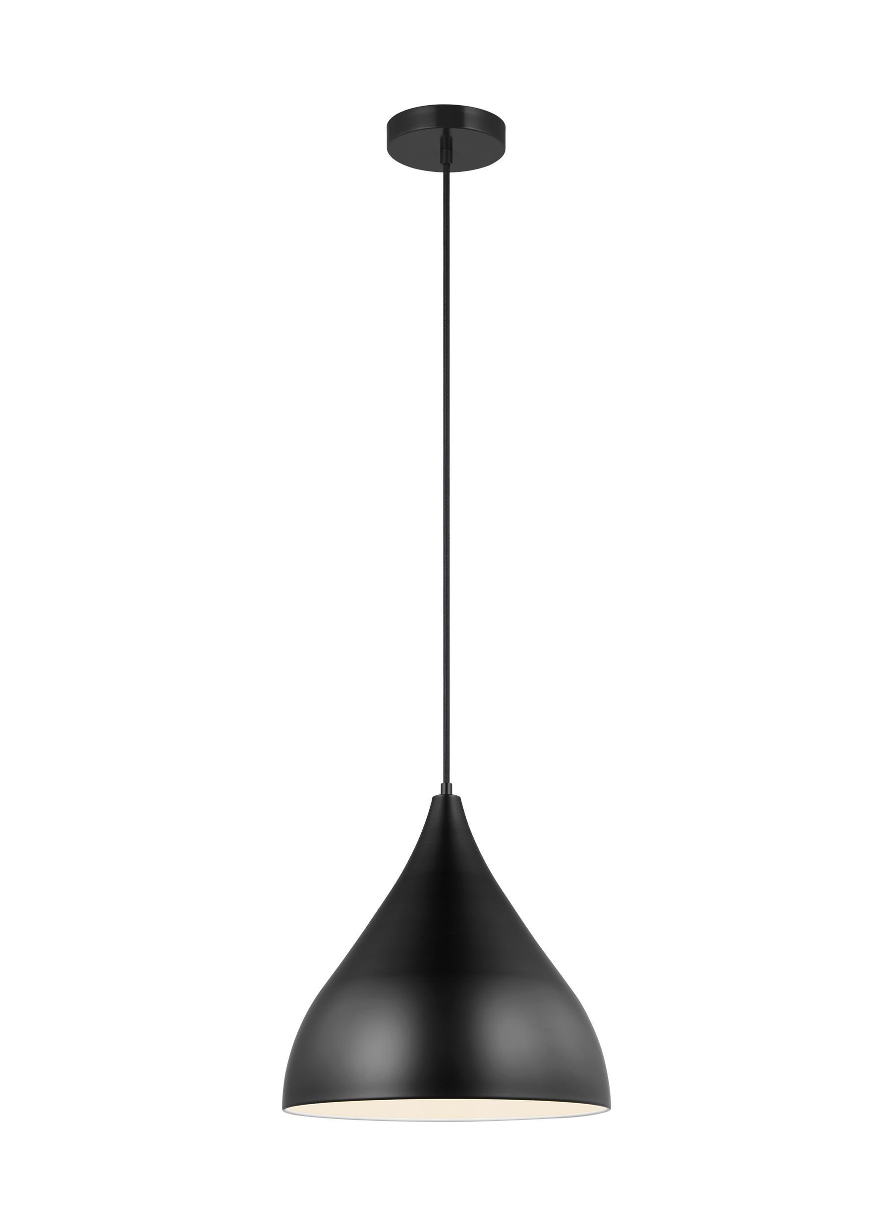 Midnight Black 14" Glass Pendant Light with Steel Shade