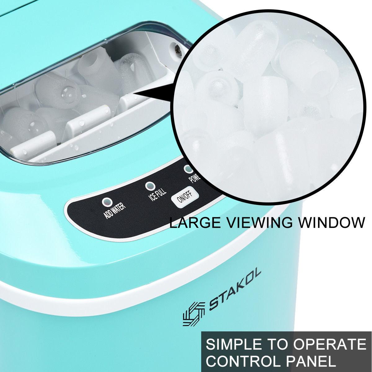 Stakol Portable Compact Electric Ice Maker Machine Mini Cube 26lb/Day Mint Green