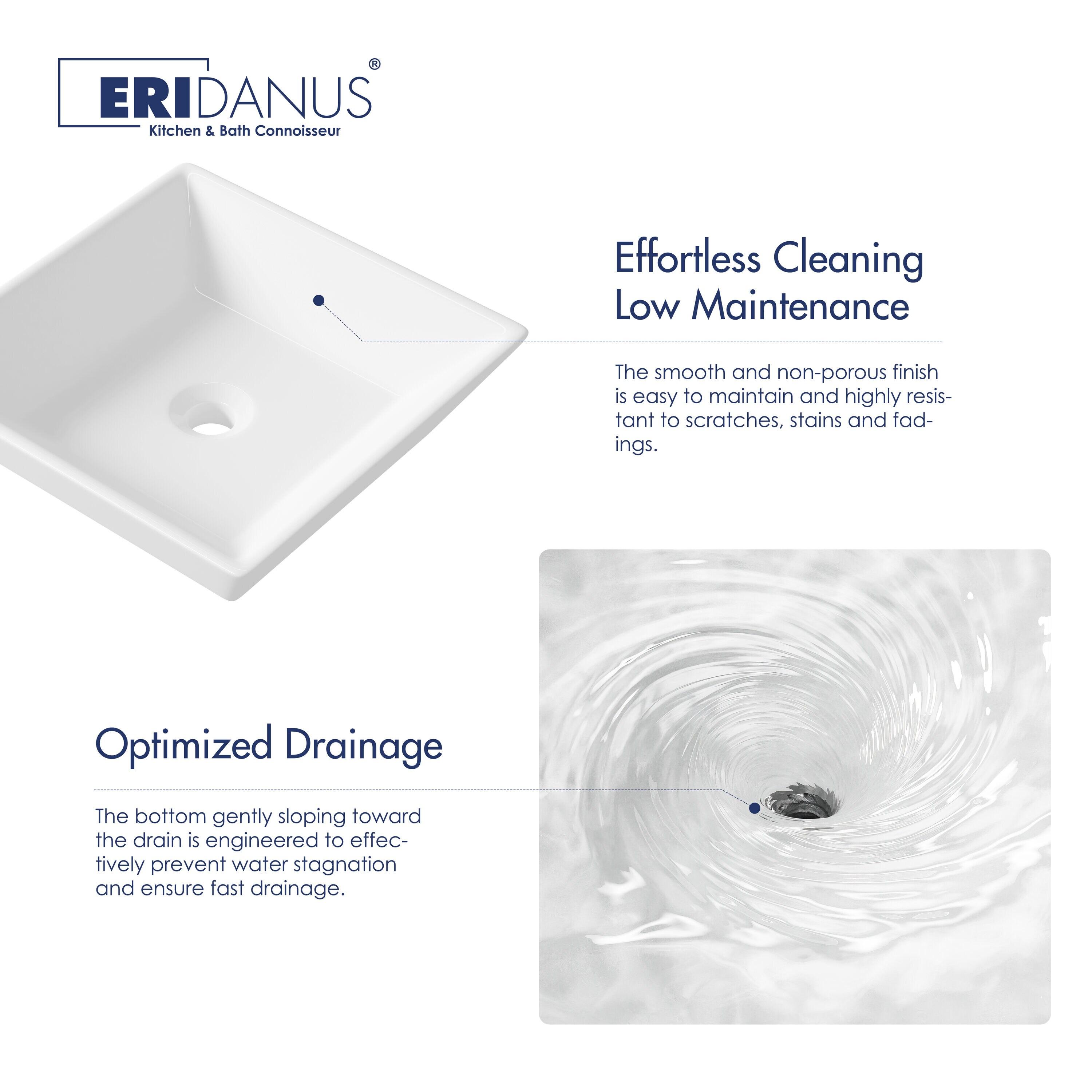 Naples 16" W x 5" H Square Vitreous ChinaBathroom Countertop Sink Vessel Sink in White