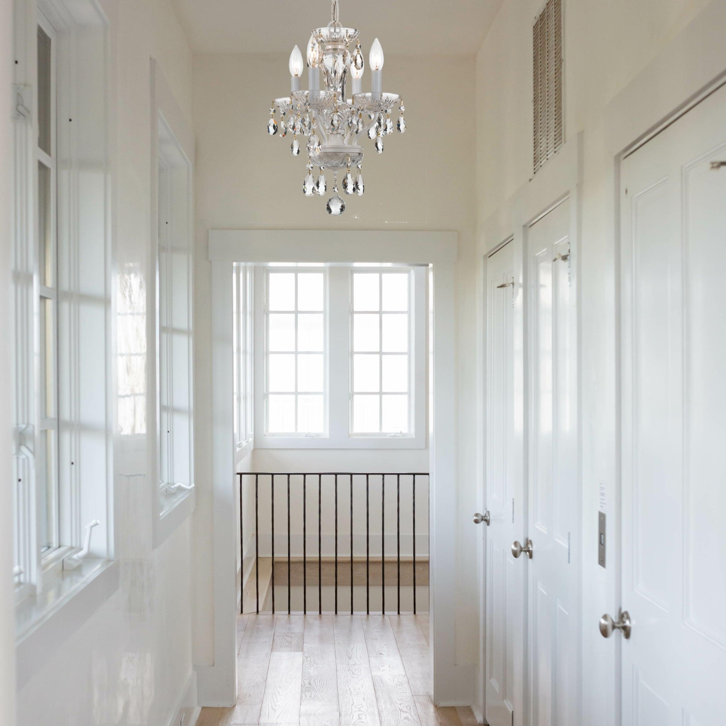 5534-WW-CL-S-Crystorama Lighting-Traditional Crystal - 15 Inch 4 Light Chandelier-Swarovski Strass Crystal Type-Wet White Finish   -Traditional