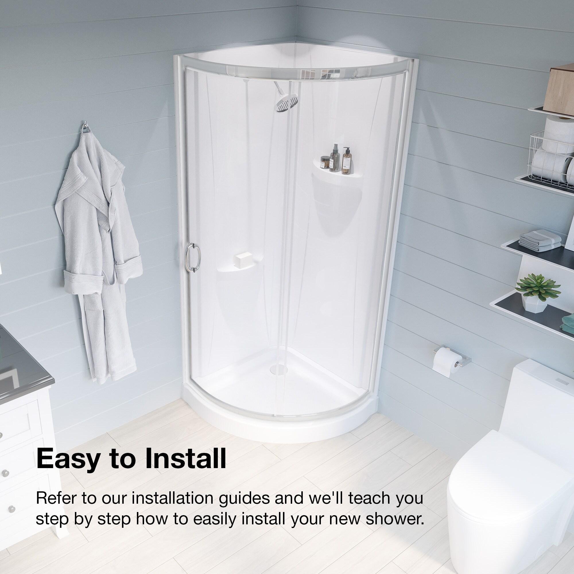 OVE Decors Breeze 33 in. Framed Round Shower Kit w/ Clear Glass, Base, Wall