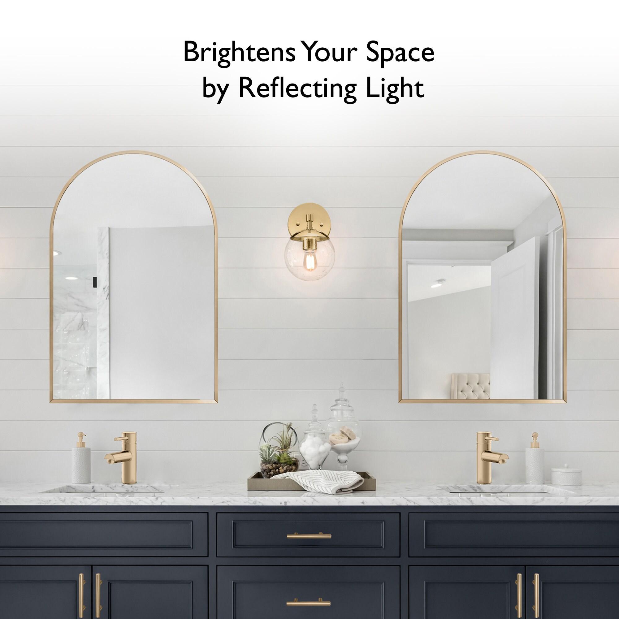 Maeve Arched Wall Accent Mirror – 36-Inch H X 24-Inch L, Modern Metal Framed – Living Room, Bedroom, Bathroom Vanity Mirror – Gold – Design House, 596726-GLD