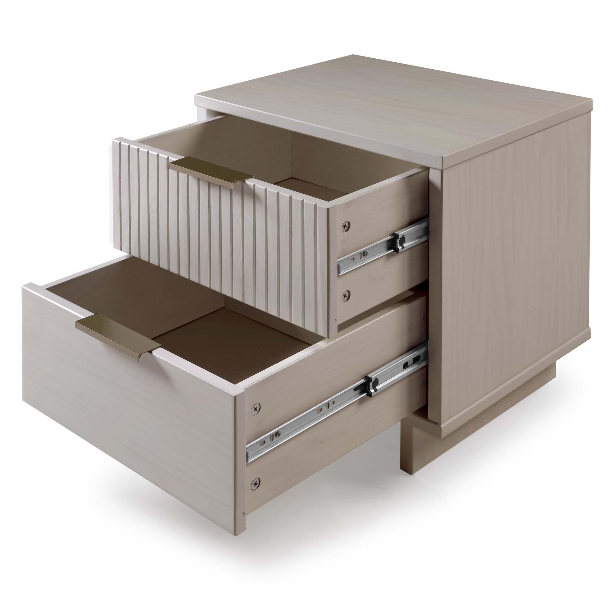 Granville Modern 2 Drawer Nightstand Light Gray - Manhattan Comfort: Soft Close, UV Finish, Metal Handles