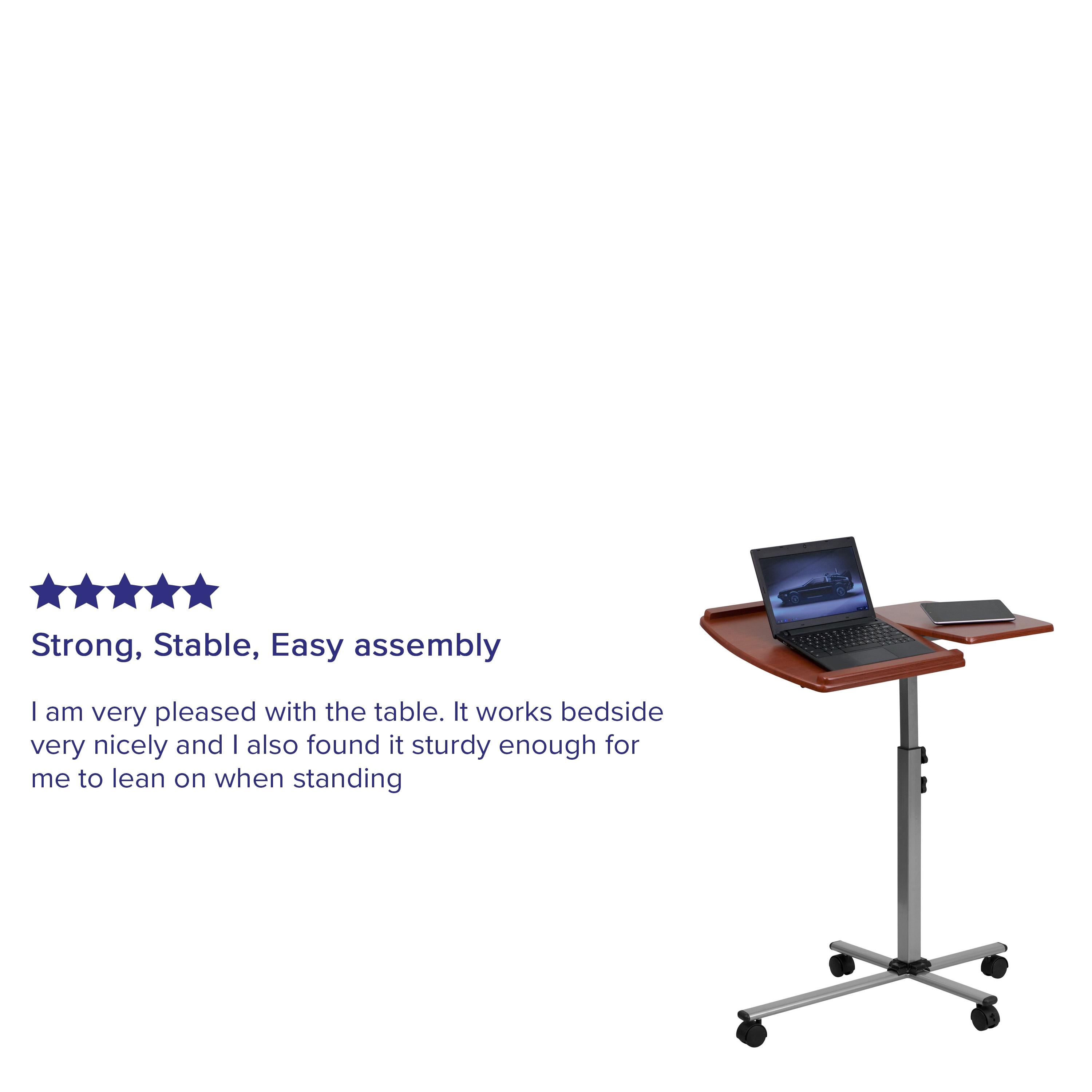 Robertson Angle and Height Adjustable Mobile Laptop Computer Table with Cherry Top