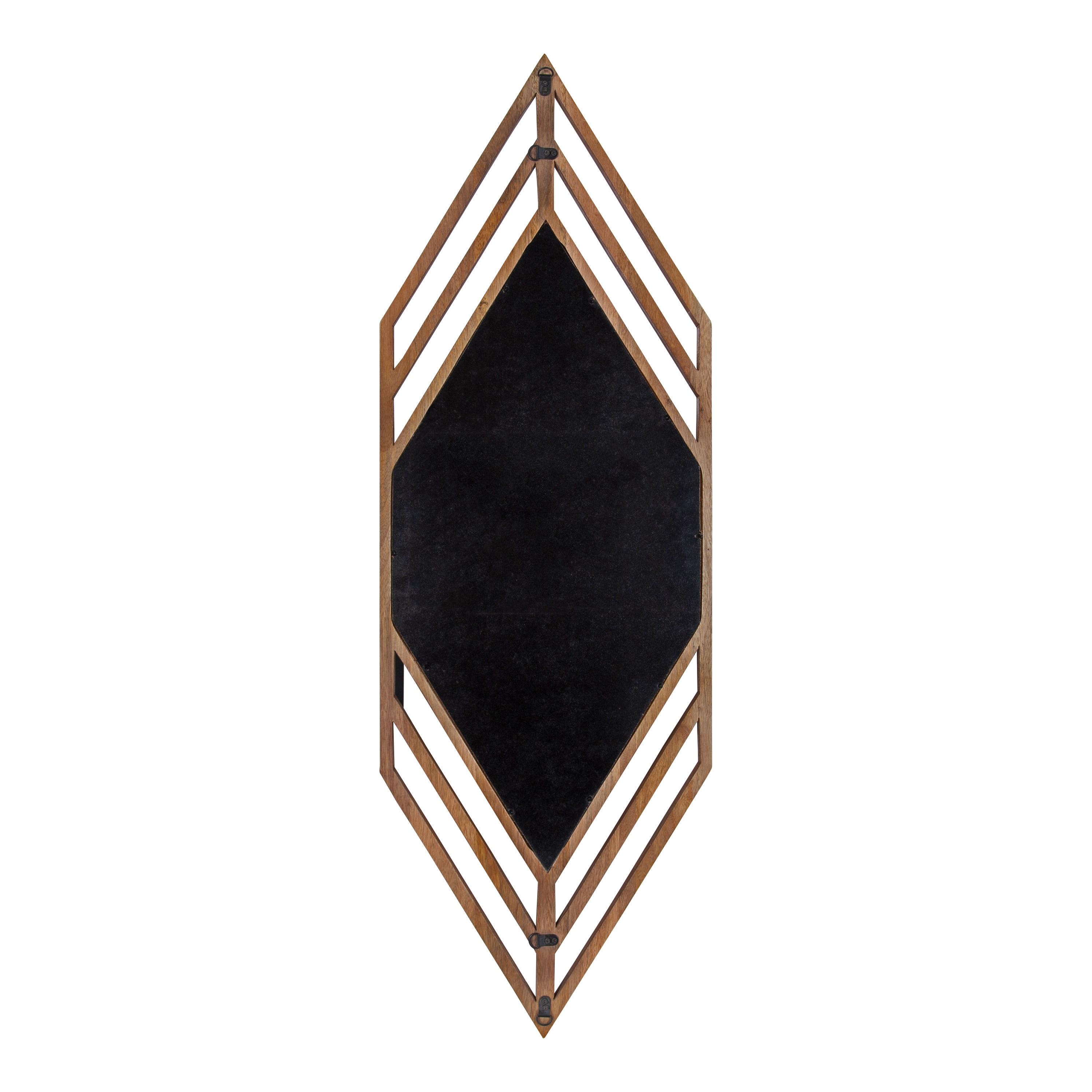 Kate and Laurel Vayga Bohemian Geometric Decorative Wall Mirror, 14 x 42, Natural, Modern Hexagon Mirror for Wall