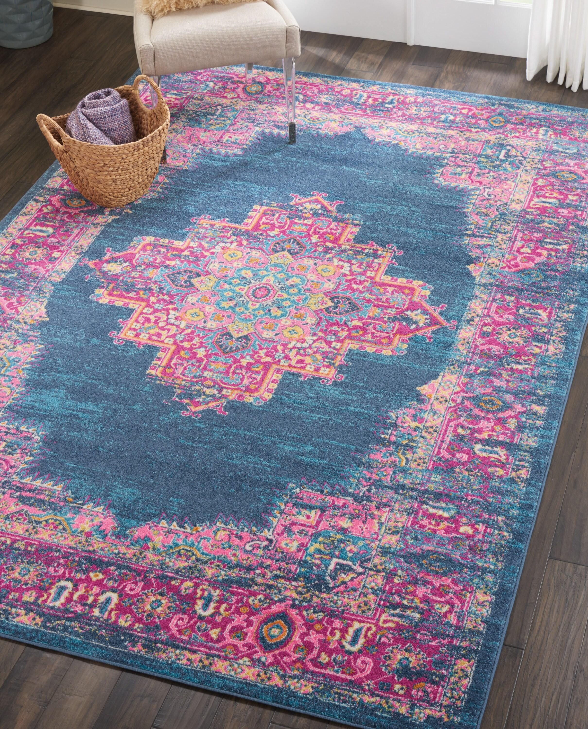 Nourison Passion Medallion Bohemian Indoor Rug Blue 6'7" x 9'6"