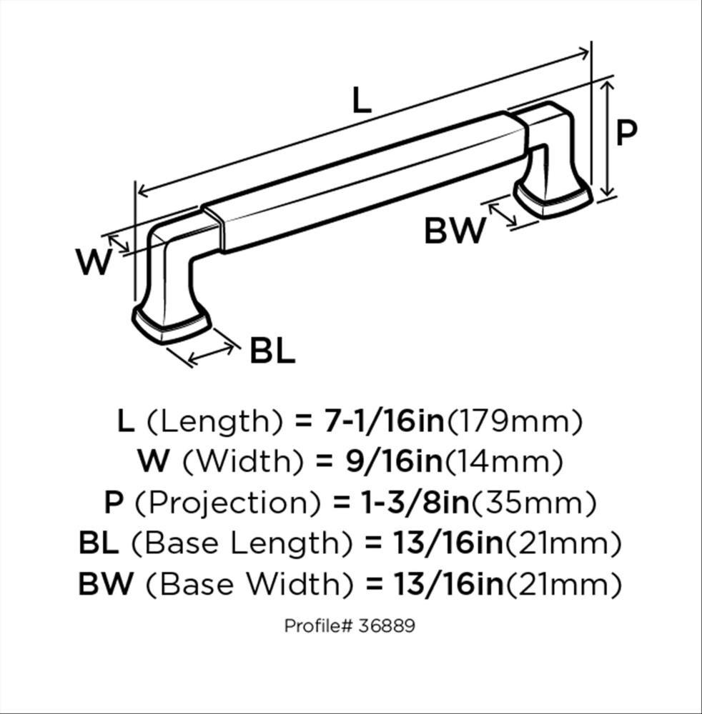 Amerock Stature 6-5/16 inch (160mm) Center-to-Center Satin Nickel Cabinet Pull