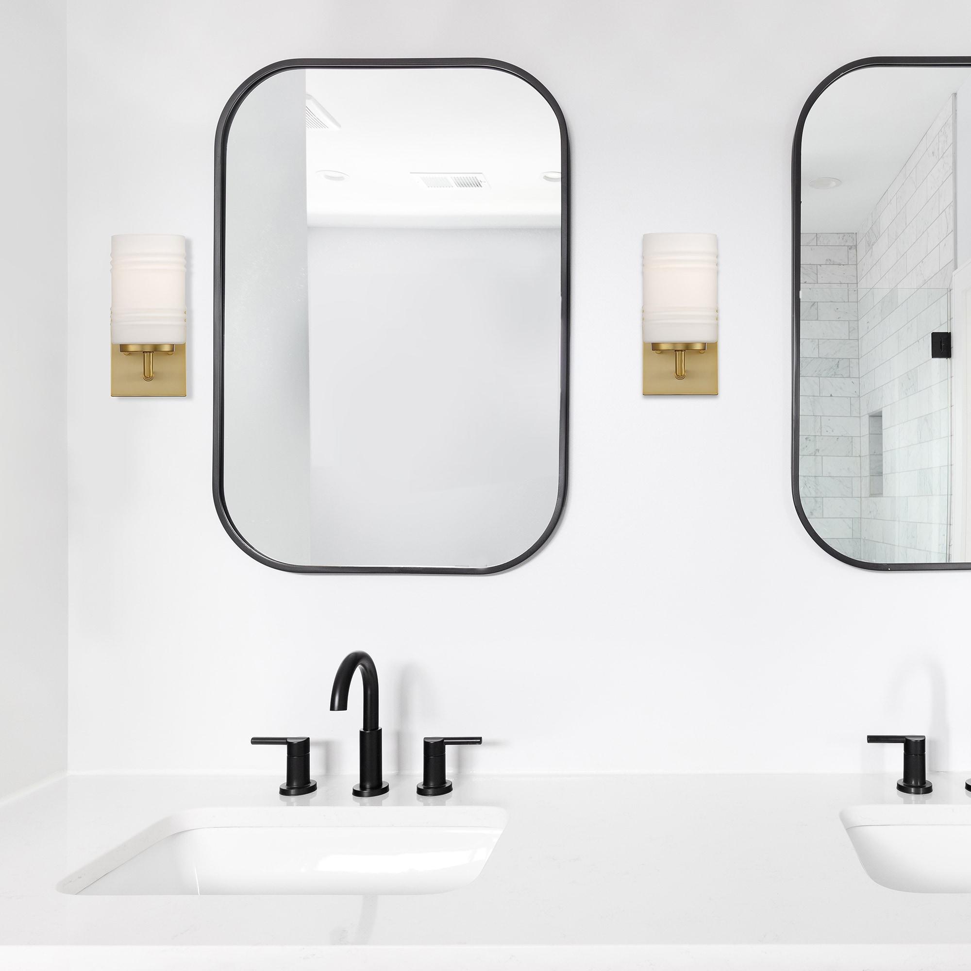 Leavenworth Brushed Gold Dimmable Wall Sconce with Opal Glass Shade