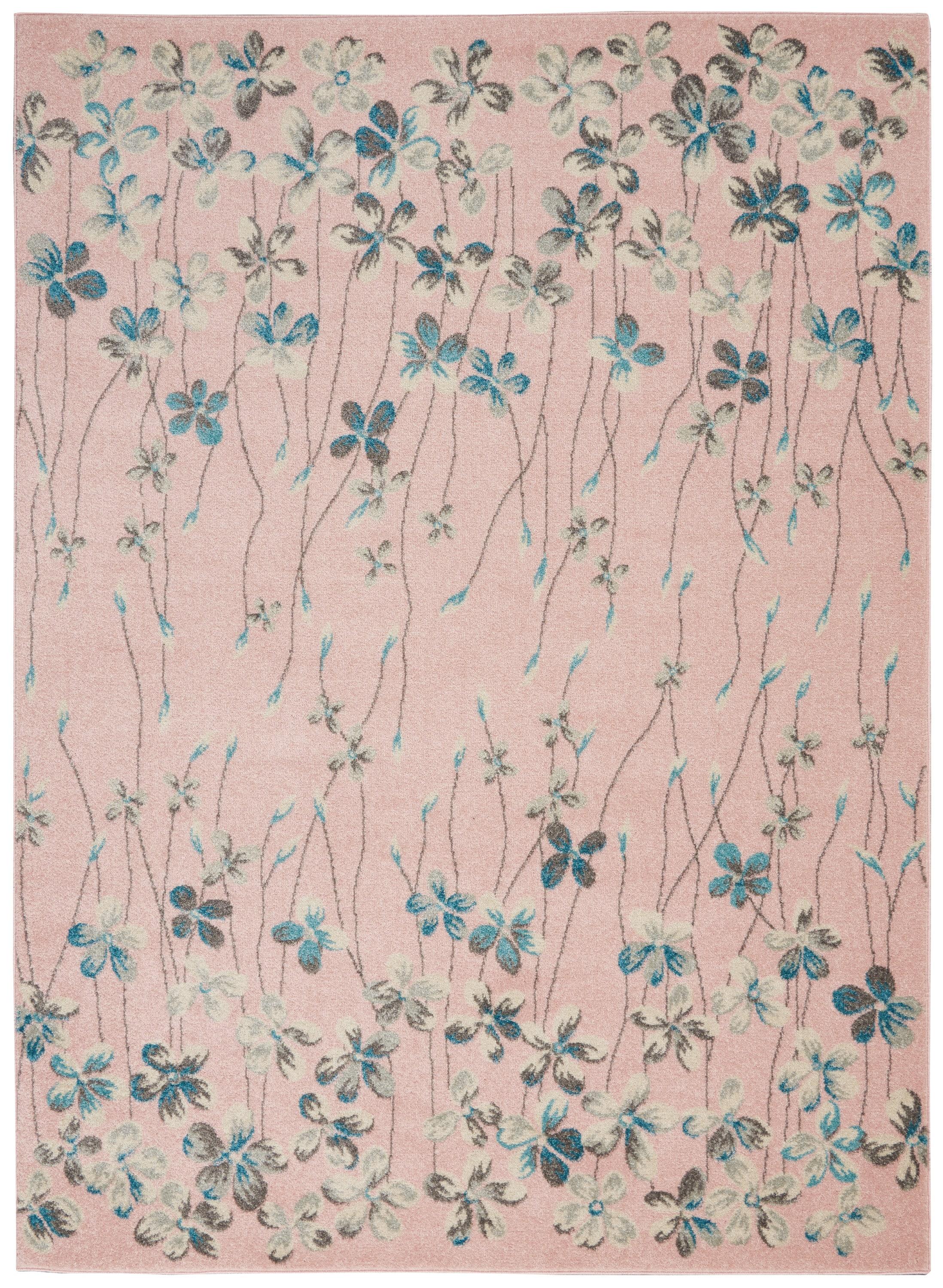 Nourison Tranquil 6' X 9' Pink Area Rug Bohemian Botanical Vine and Bloom by Nourison
