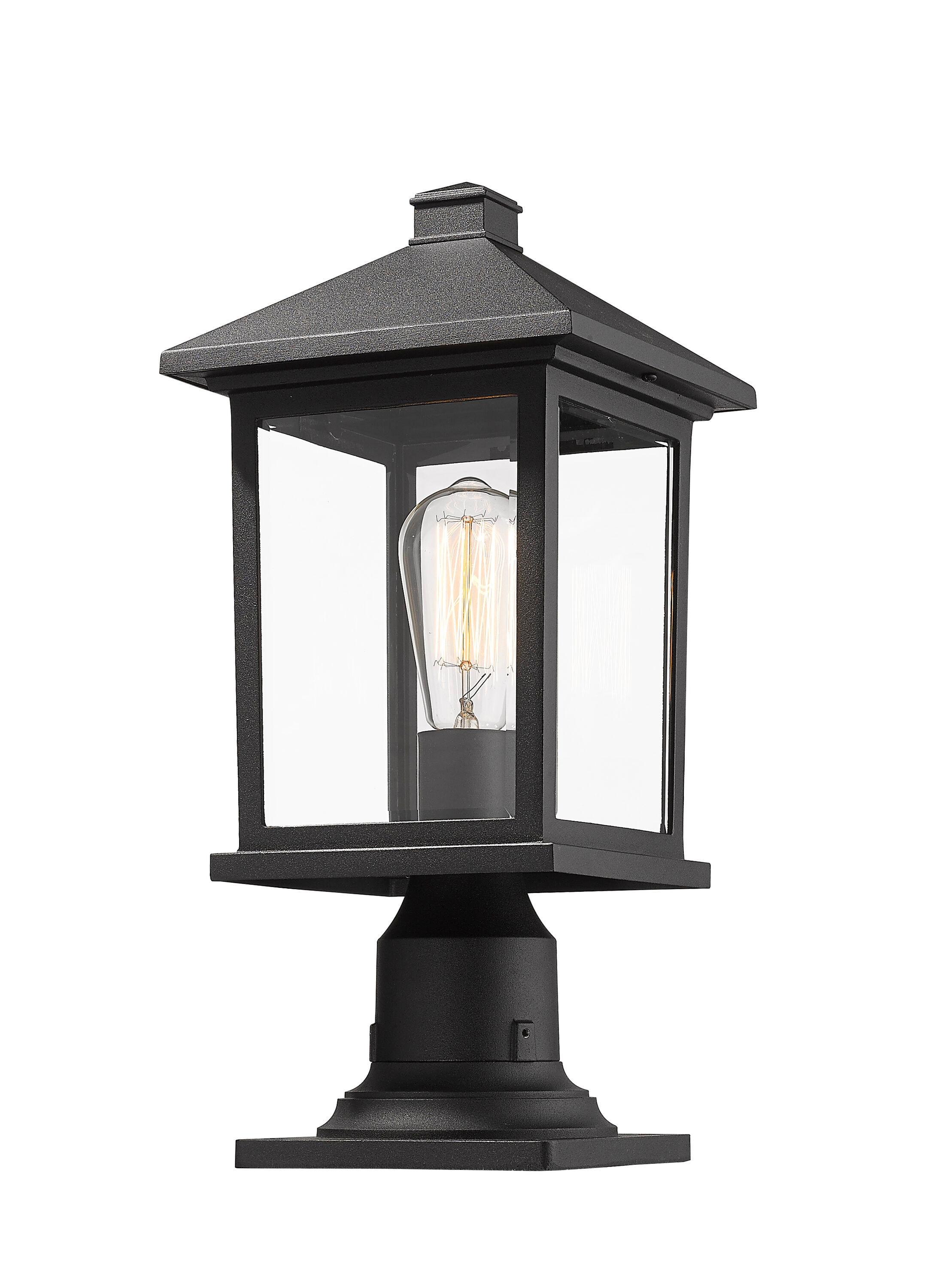 Z-Lite 531Phmr-533Pm Portland 18" Tall 1 Light Outdoor Lantern Pier Mount Light - Black