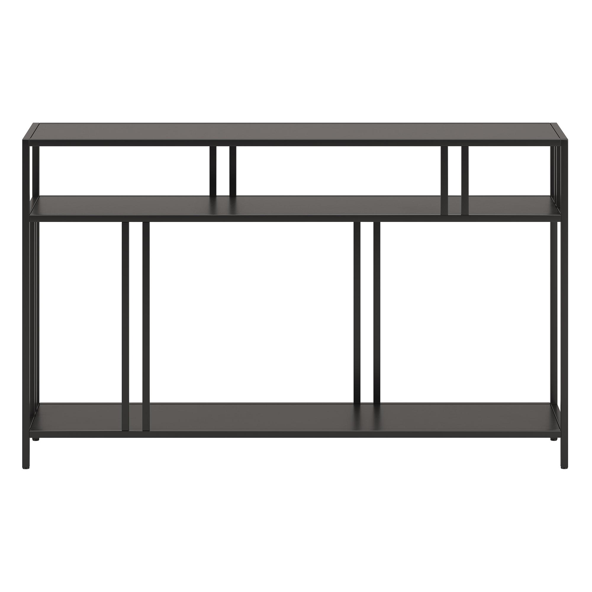 Evelyn&Zoe Cortland 48" Wide Rectangular Console Table with Metal Shelves, Blackened Bronze