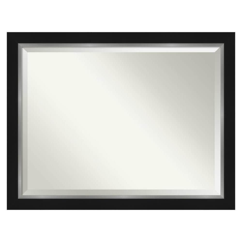 Amanti Art Beveled Bathroom Wall Mirror - Eva Black Silver Frame Eva Black Silver Outer Size: 45 x 35 in
