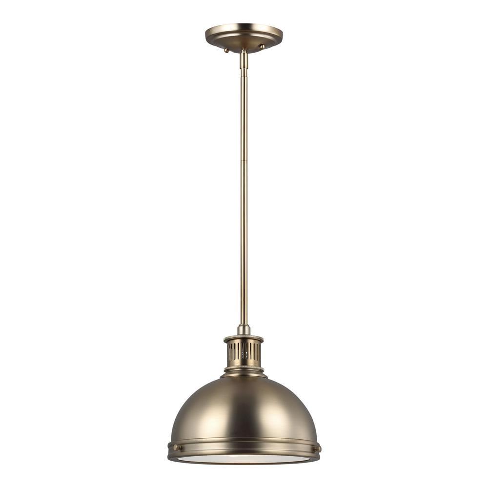 Satin Brass and Clear Glass Indoor Pendant Light