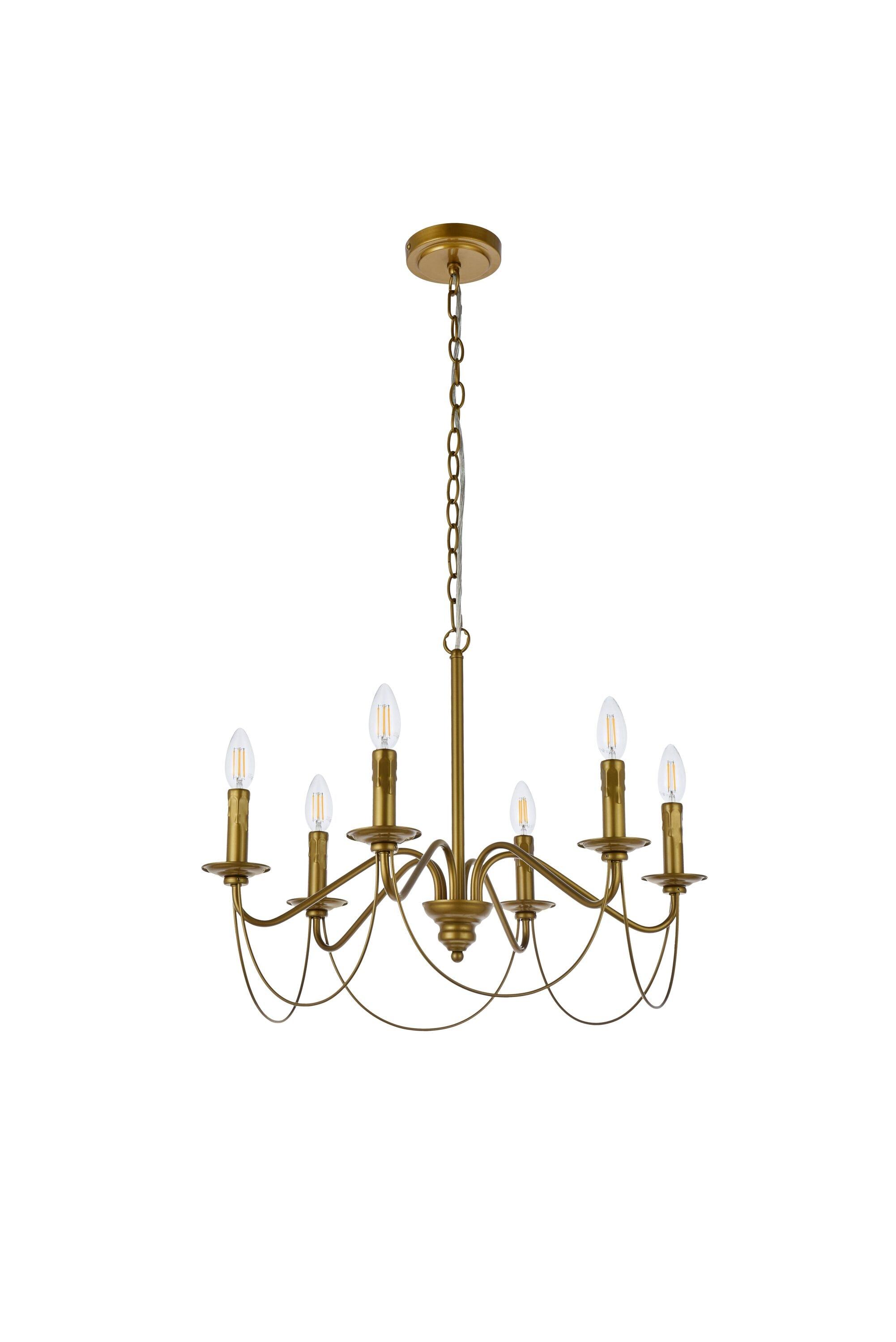 Elegant Lighting Westley 6 lights pendant in brass