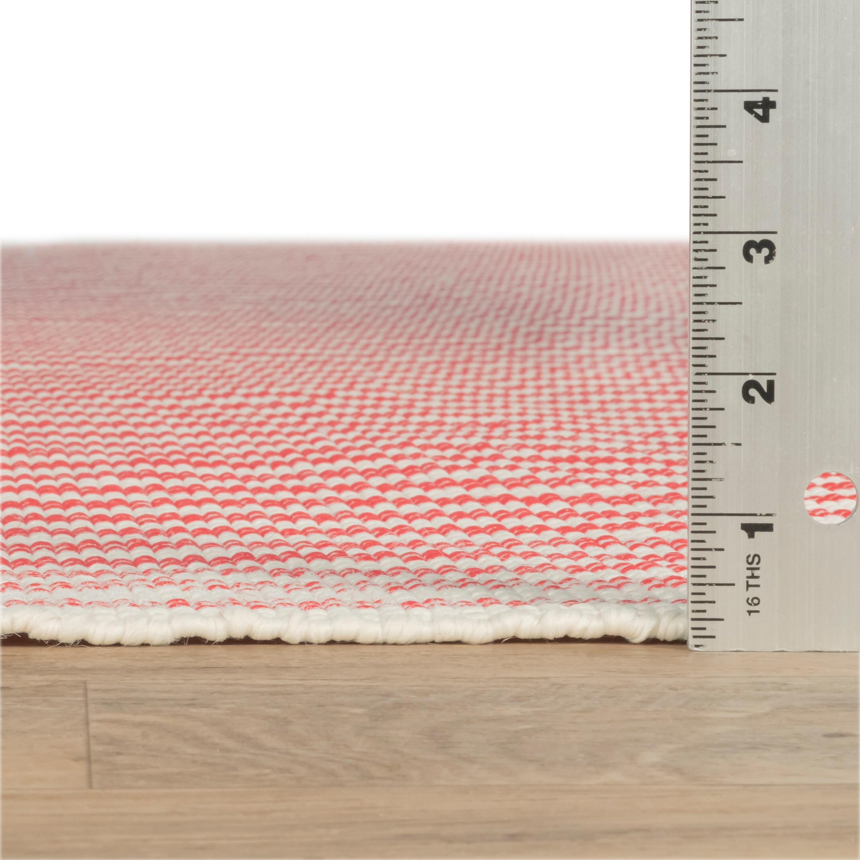 Pinstripe Red/Ivory Handwoven Indoor/Outdoor Rug