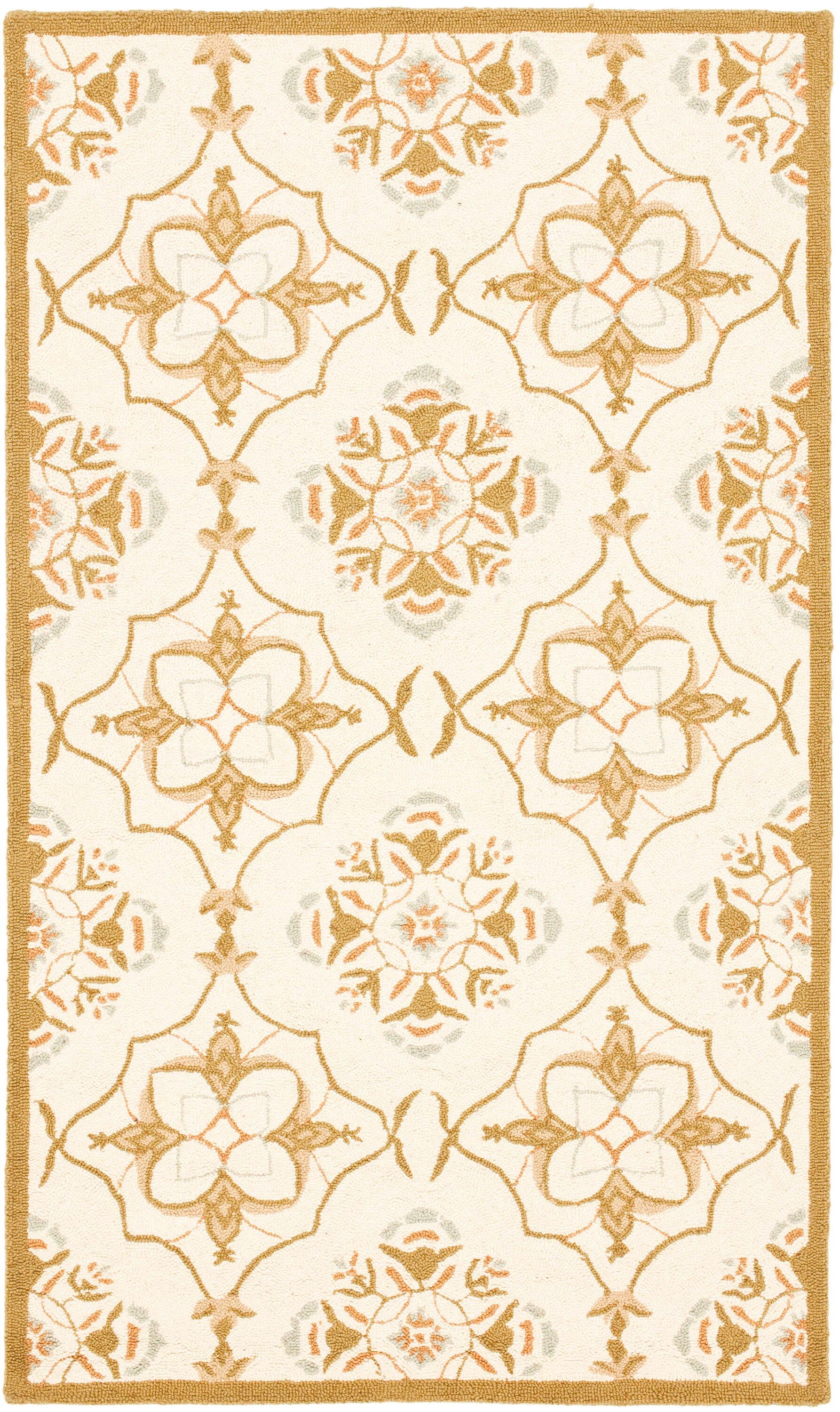 SAFAVIEH Chelsea Jamison Geometric Wool Area Rug, Ivory/Green, 2'9" x 4'9"