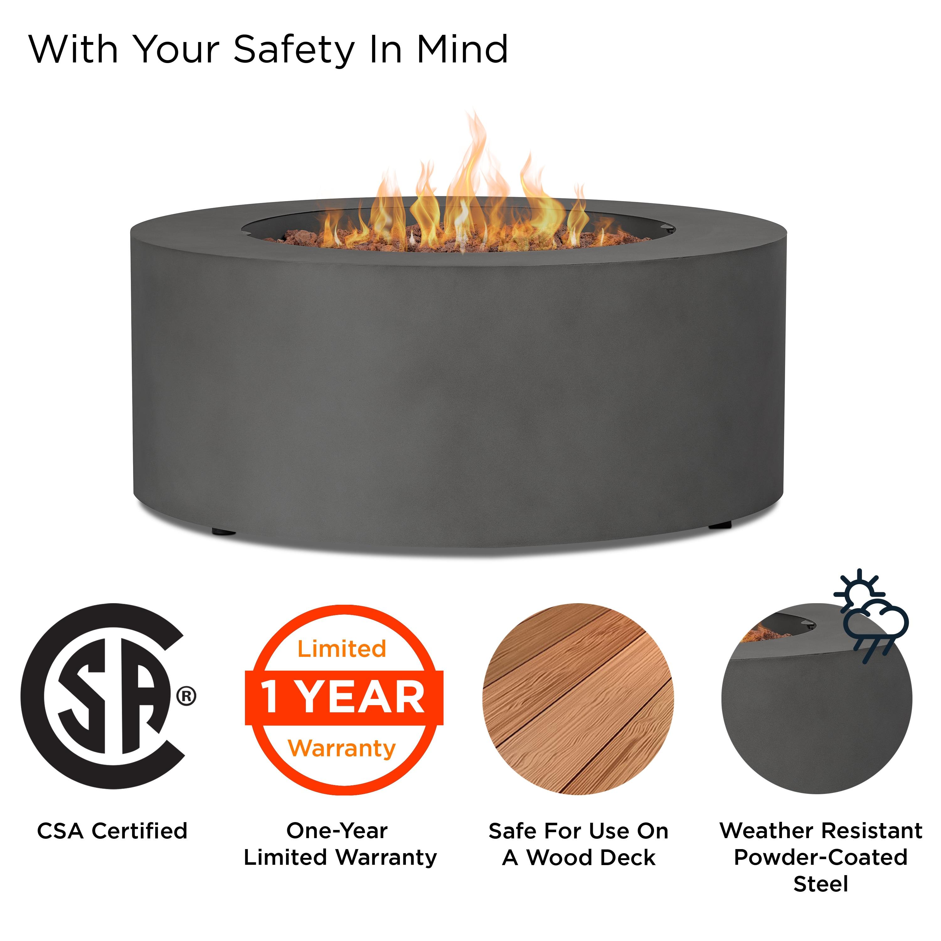 Aegean 36" Round Steel Propane or Natural Gas Fire Pit Table by Real Flame