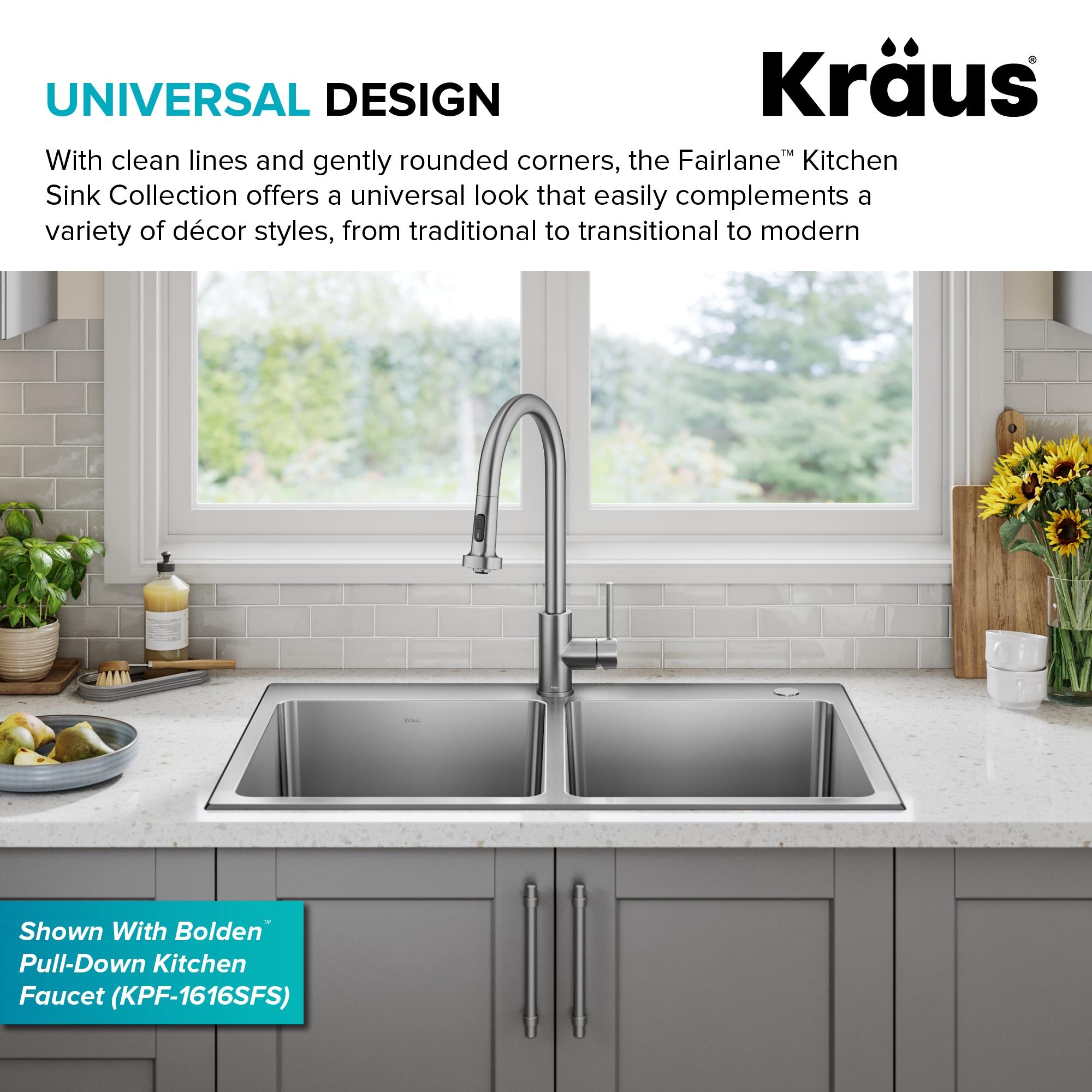 KRAUS Fairlane 18-Gauge Stainless Steel Kitchen Sink