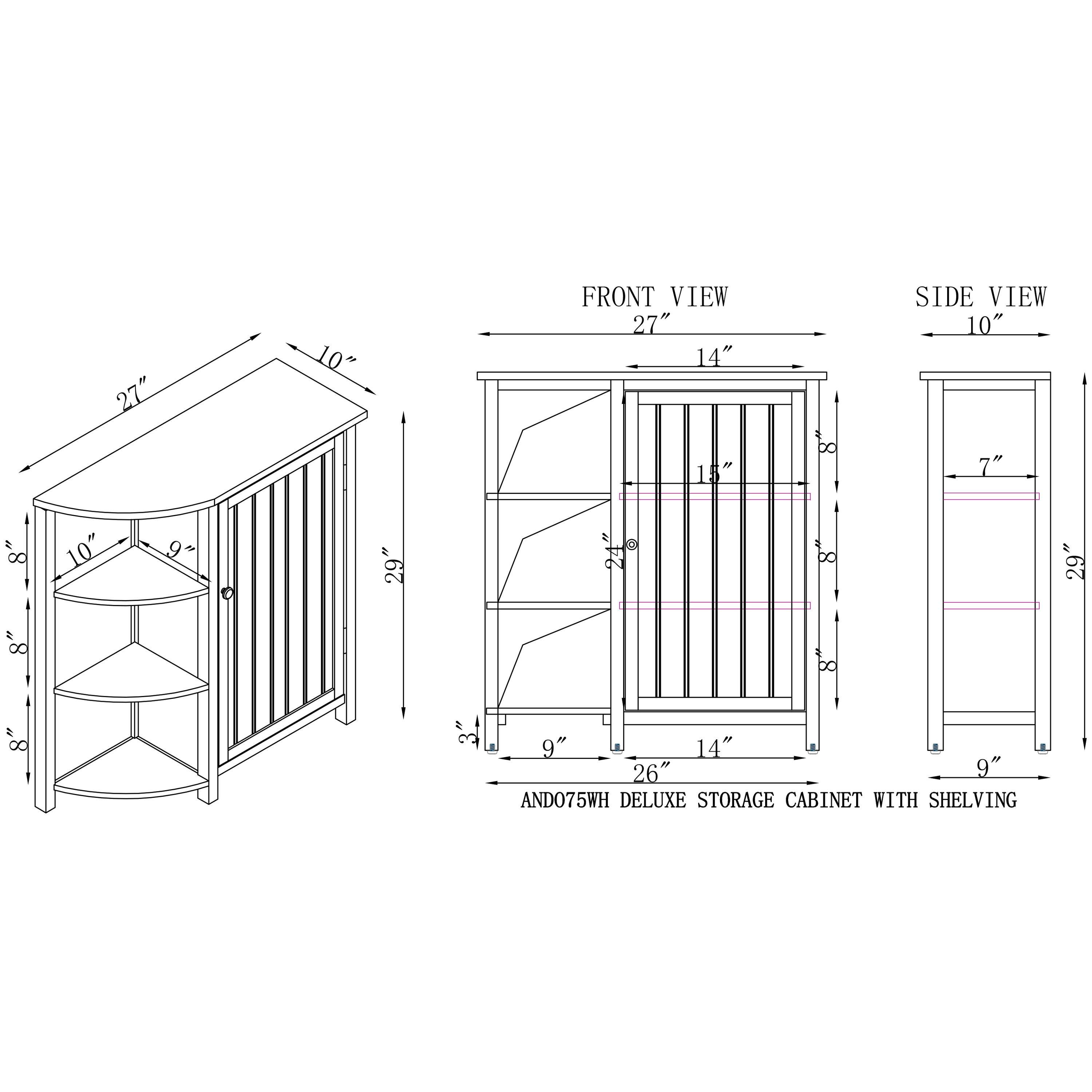 Dover Deluxe Storage Cabinet with Shelving White - Alaterre Furniture