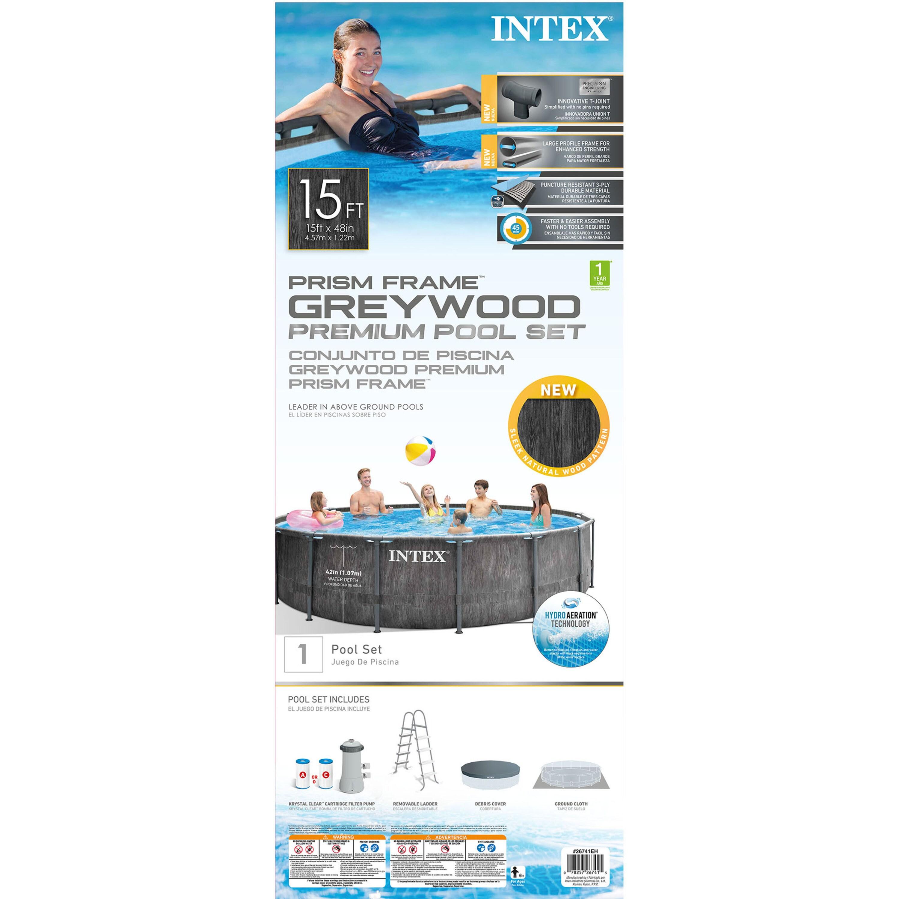 Intex 15FT X 48IN GREYWOOD PRISM FRAME PREMIUM POOL SET