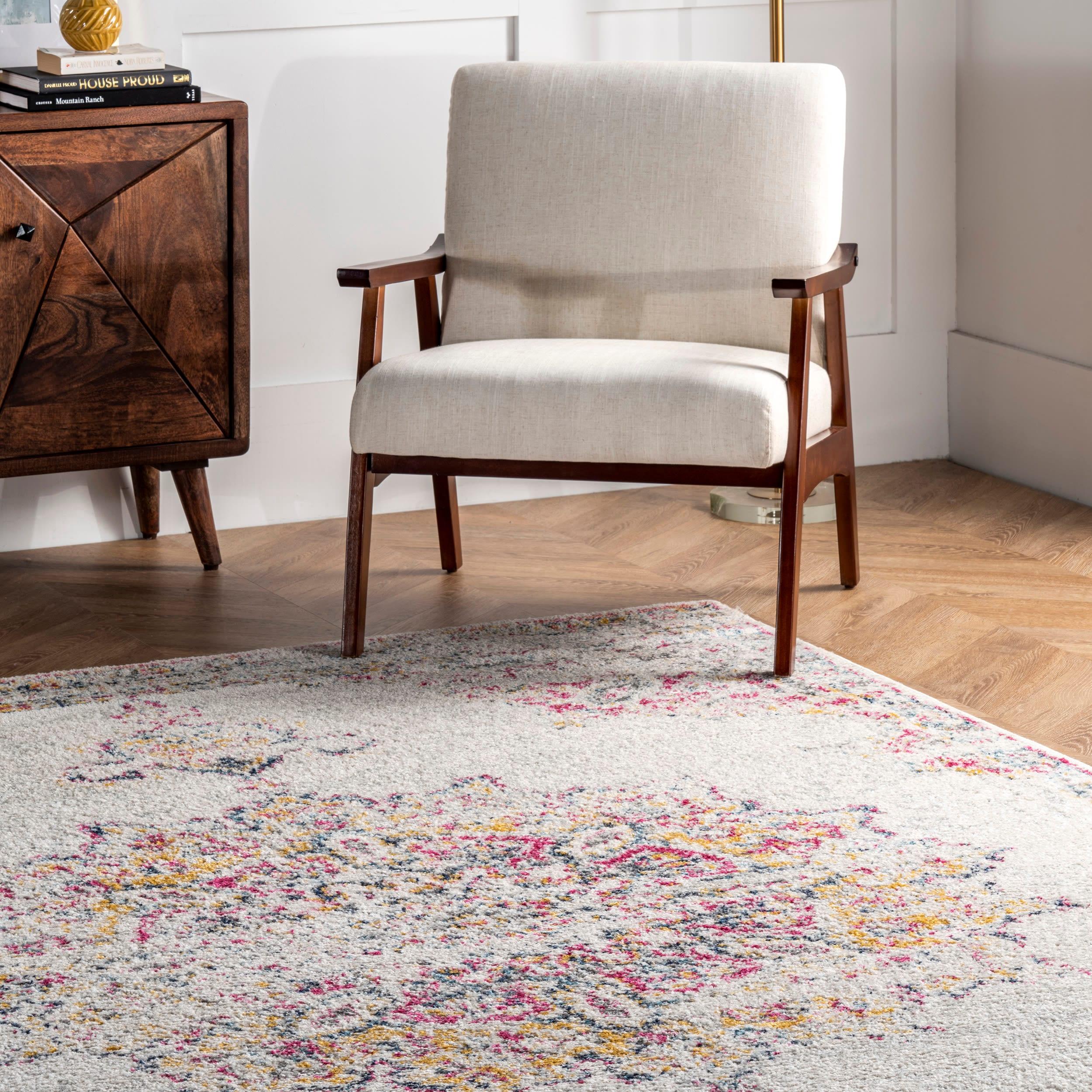 Nuloom Tabitha Oriental/Persian 4x6 Area Rug for Living Room Bedroom Dining Room Kitchen, Pink/Ivory