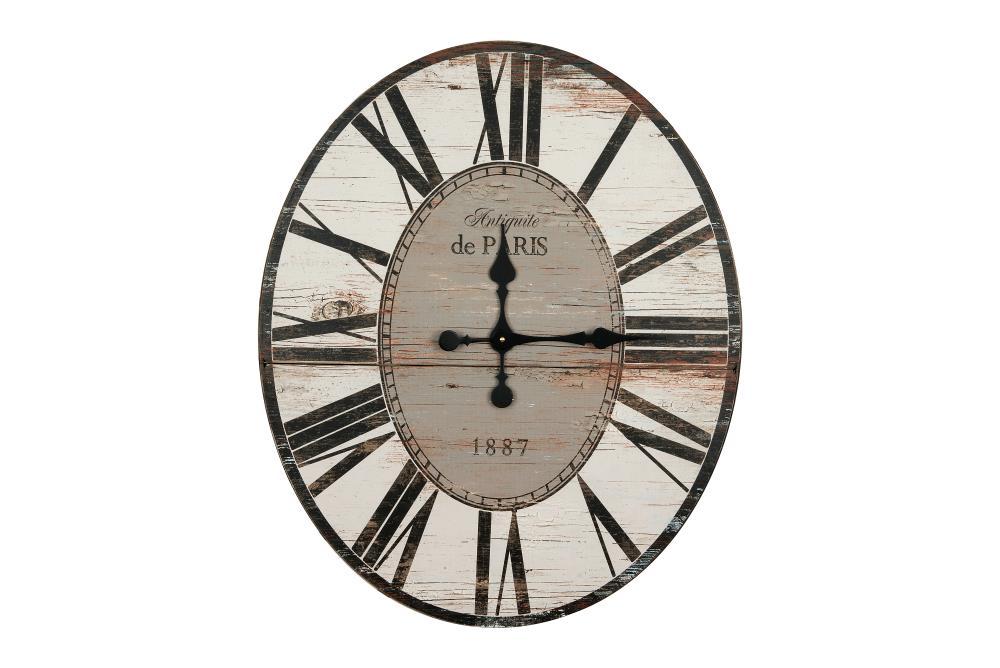 Woven Paths 29" Oval Distressed White Wood Wall Clock