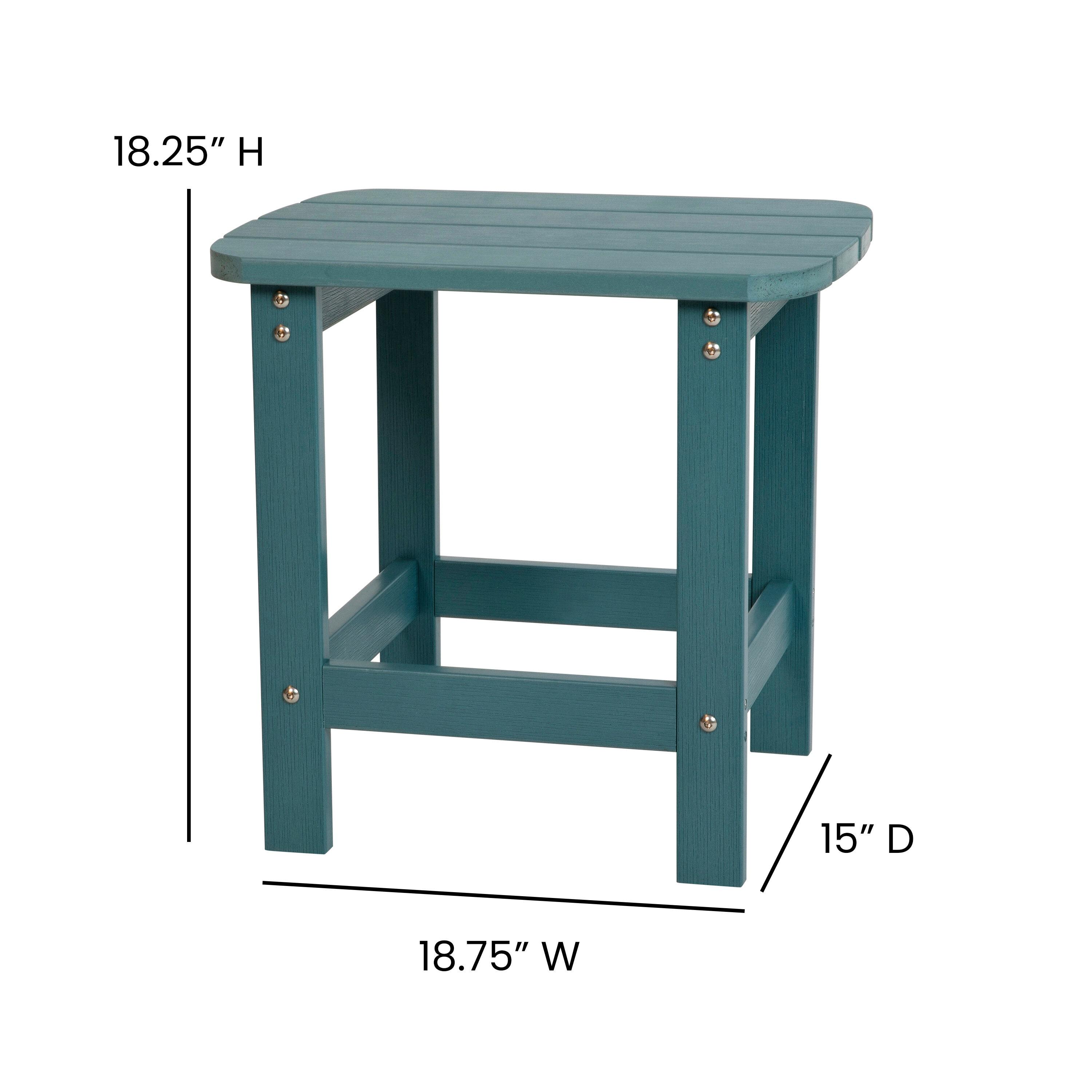 Flash Furniture Charlestown All-Weather Poly Resin Wood Adirondack Side Table in Sea Foam