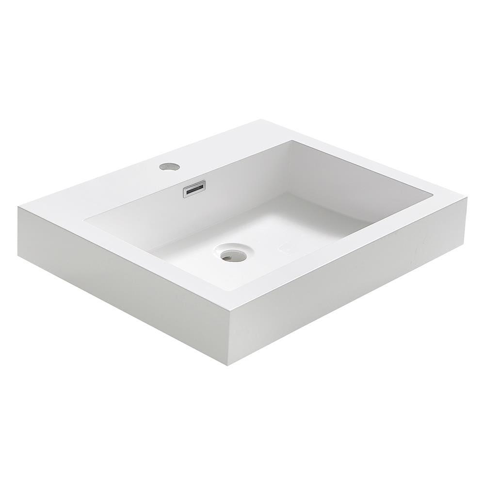 Fresca Nano 18.75'' White Plastic Rectangular Bathroom Sink with Overflow