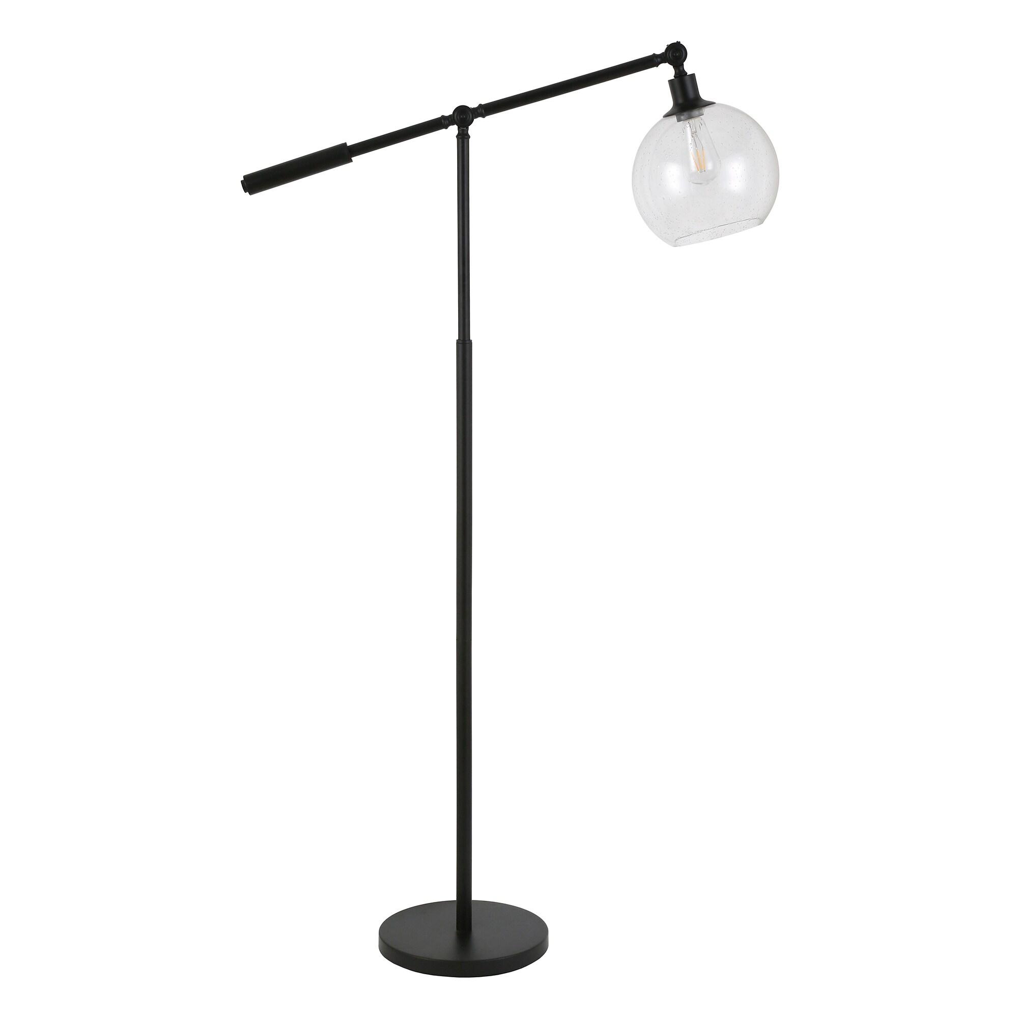 Evelyn&Zoe Dardan 60.62" Tall Floor Lamp with Glass shade in Blackened Bronze/Seeded