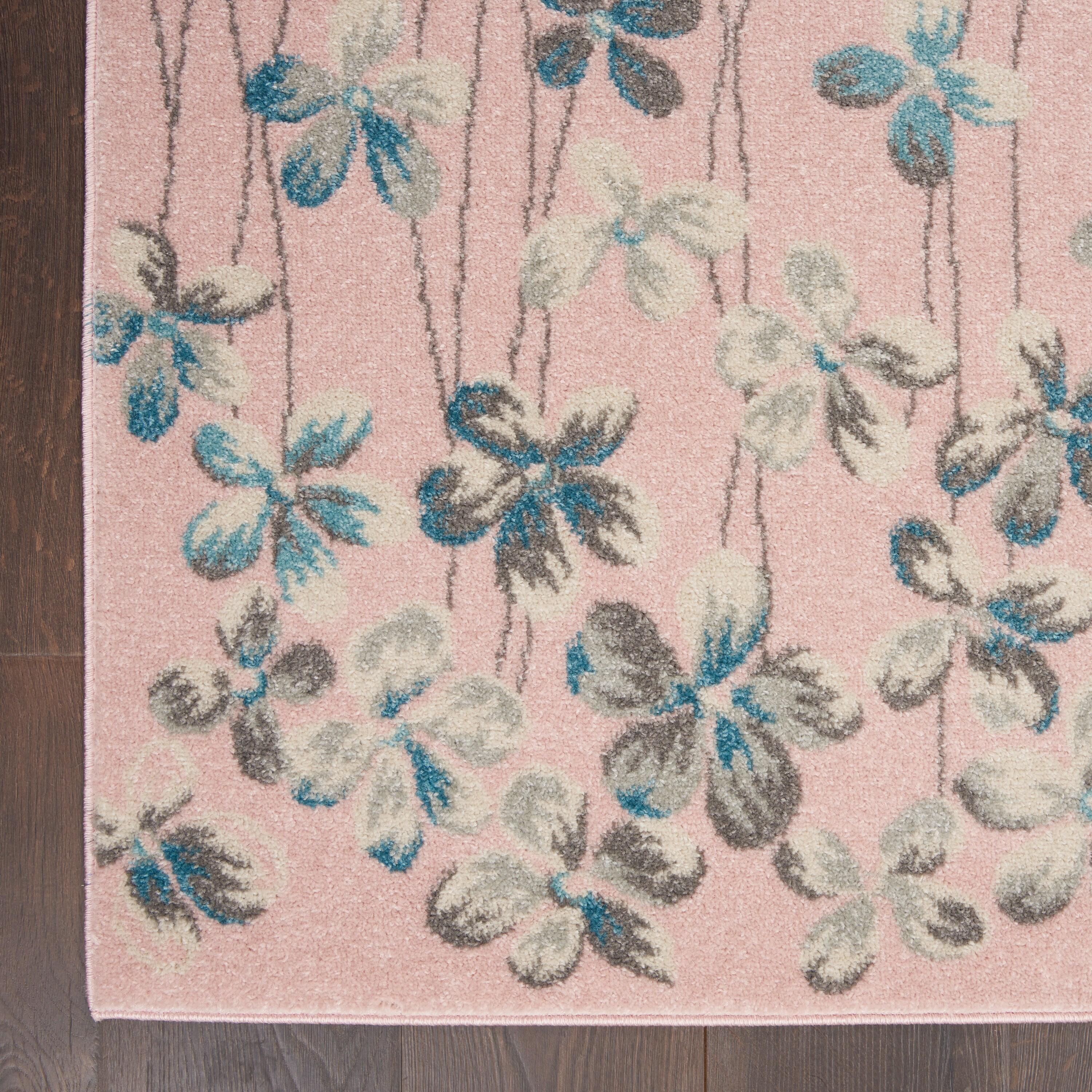 Nourison Tranquil 6' X 9' Pink Area Rug Bohemian Botanical Vine and Bloom by Nourison