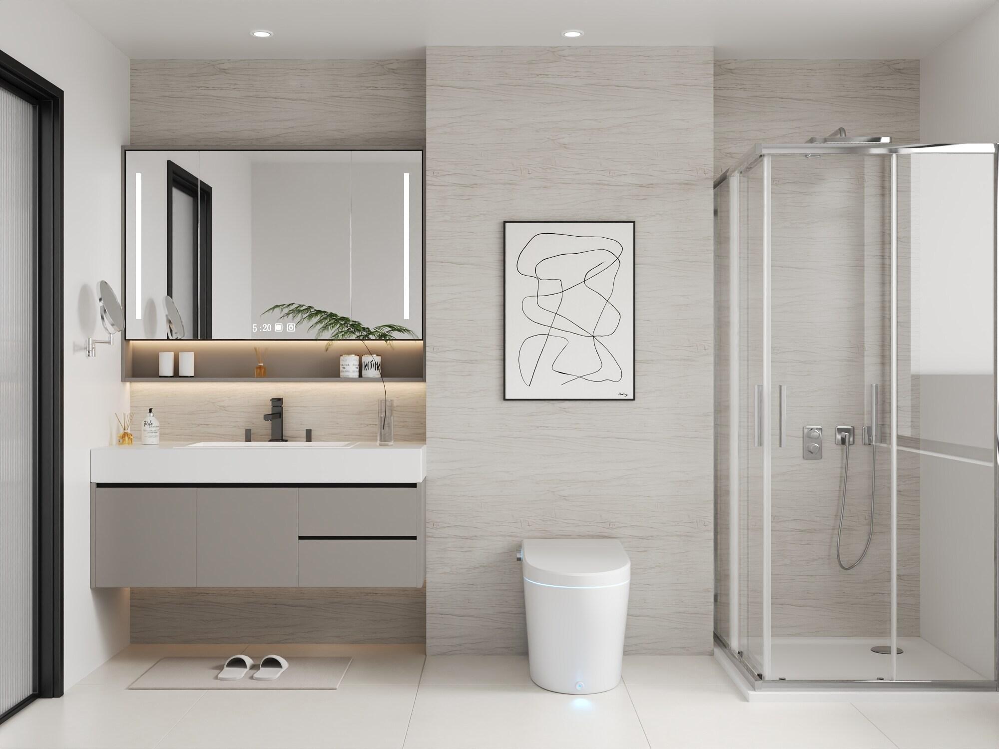 DeerValley Smart Toilet Elongated 1 Piece 1.28GPF  Fully Glazed Toilet with Heated Seat & Foot Kick Flush & Night Light DV-1S0029-V1