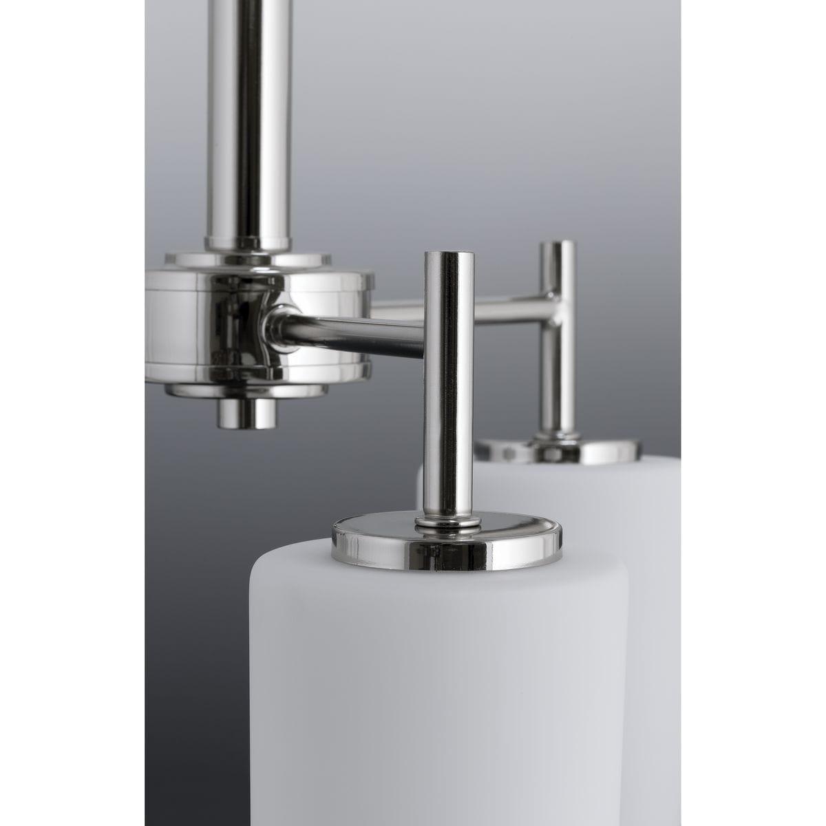 Progress Lighting Replay 9-Light Two-Tier Chandelier, Brushed Nickel, White Glass Shade